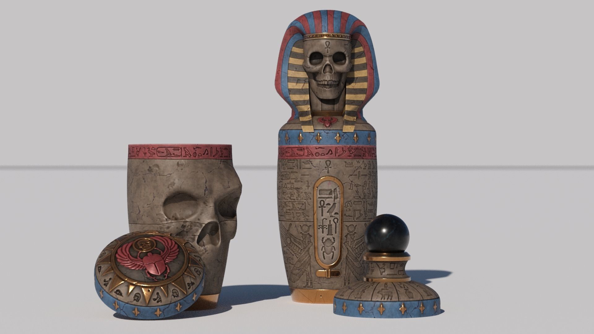 OB 02 Egyptian Necromancer Kit - 03 - Canopic Death Jar Low-poly 3D model_9