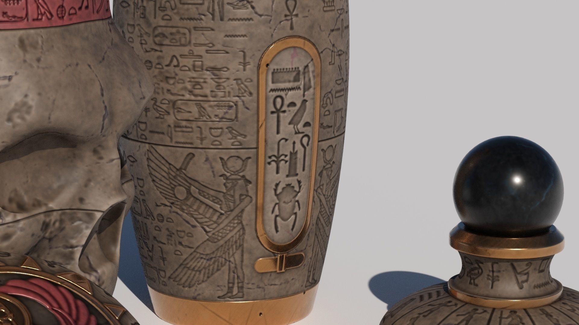 OB 02 Egyptian Necromancer Kit - 03 - Canopic Death Jar Low-poly 3D model_4