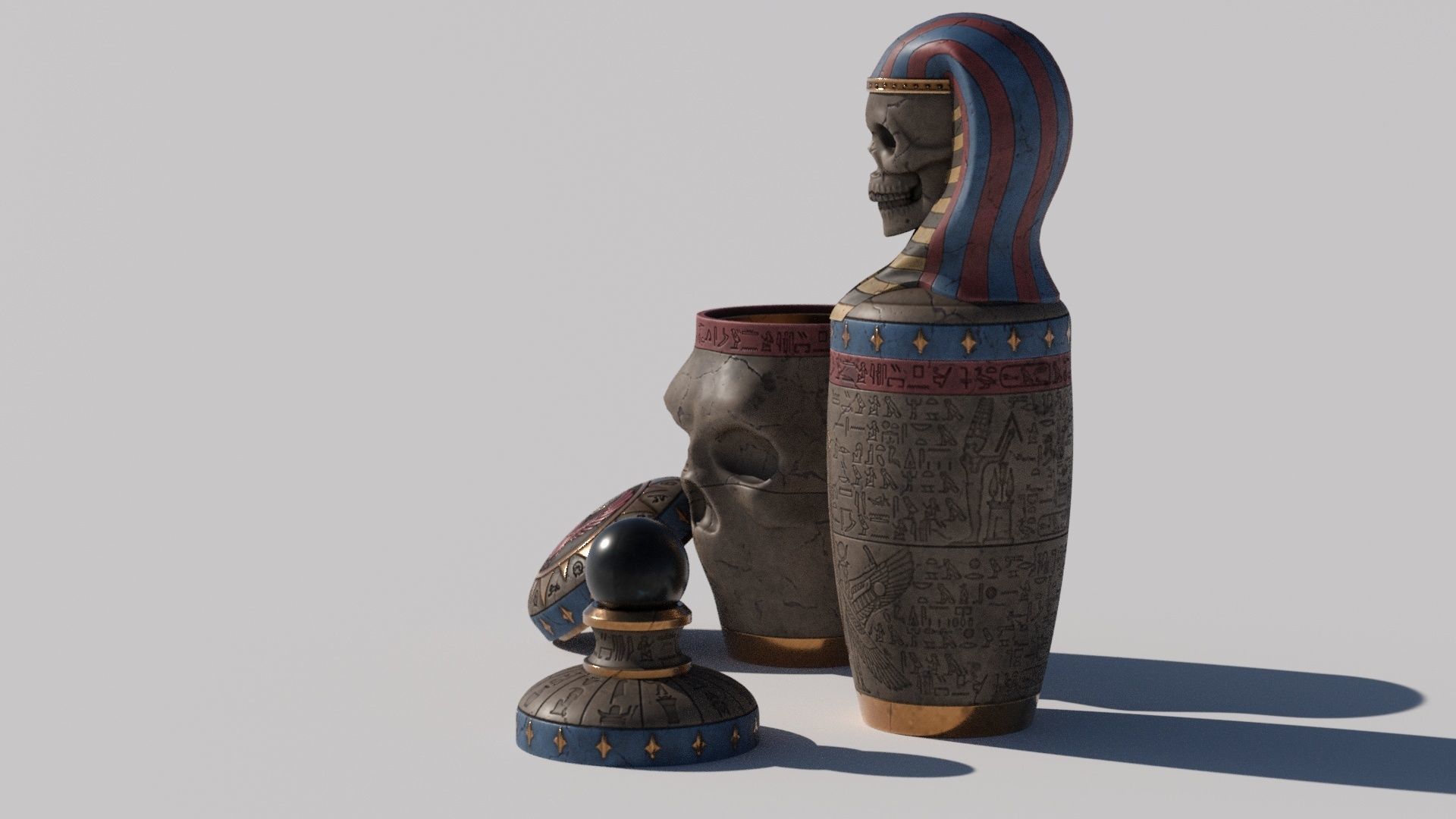 OB 02 Egyptian Necromancer Kit - 03 - Canopic Death Jar Low-poly 3D model_2