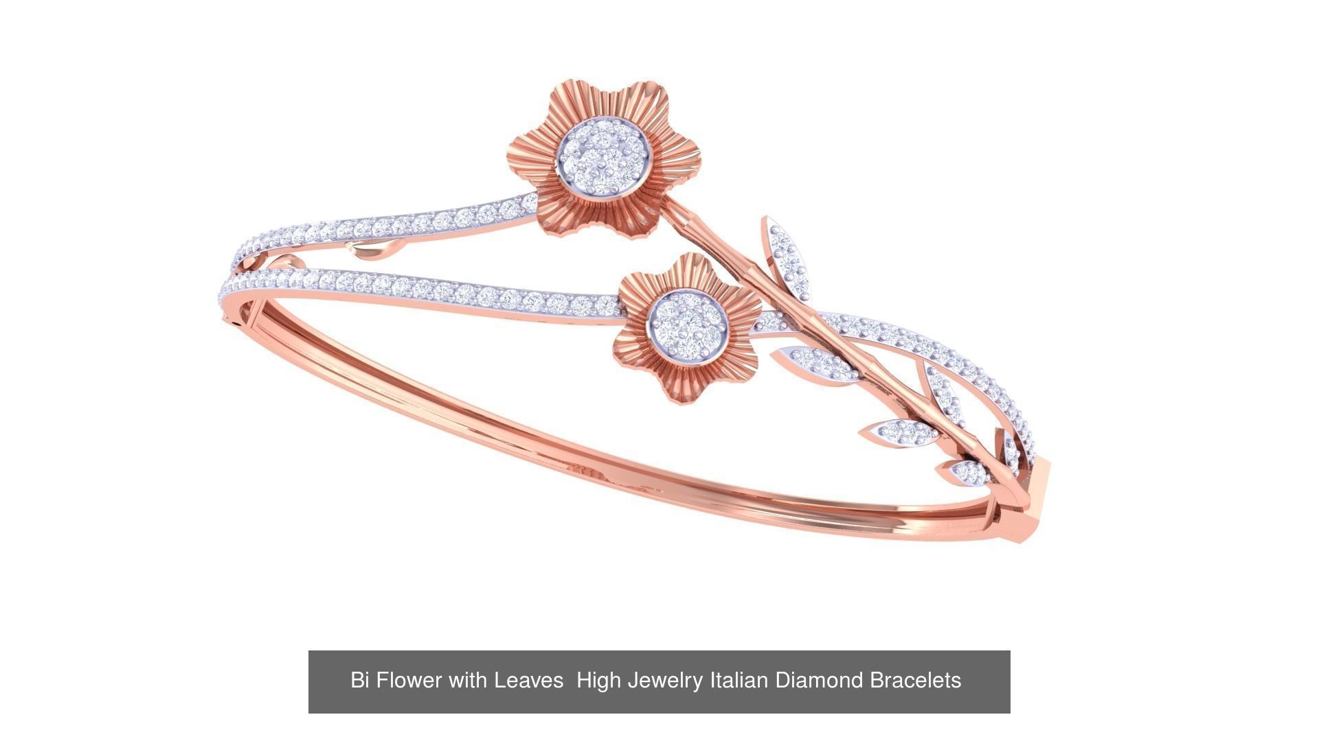 12 Bi Flower High Jewelry Italian Diamond Bracelets  3D Model Collection_3