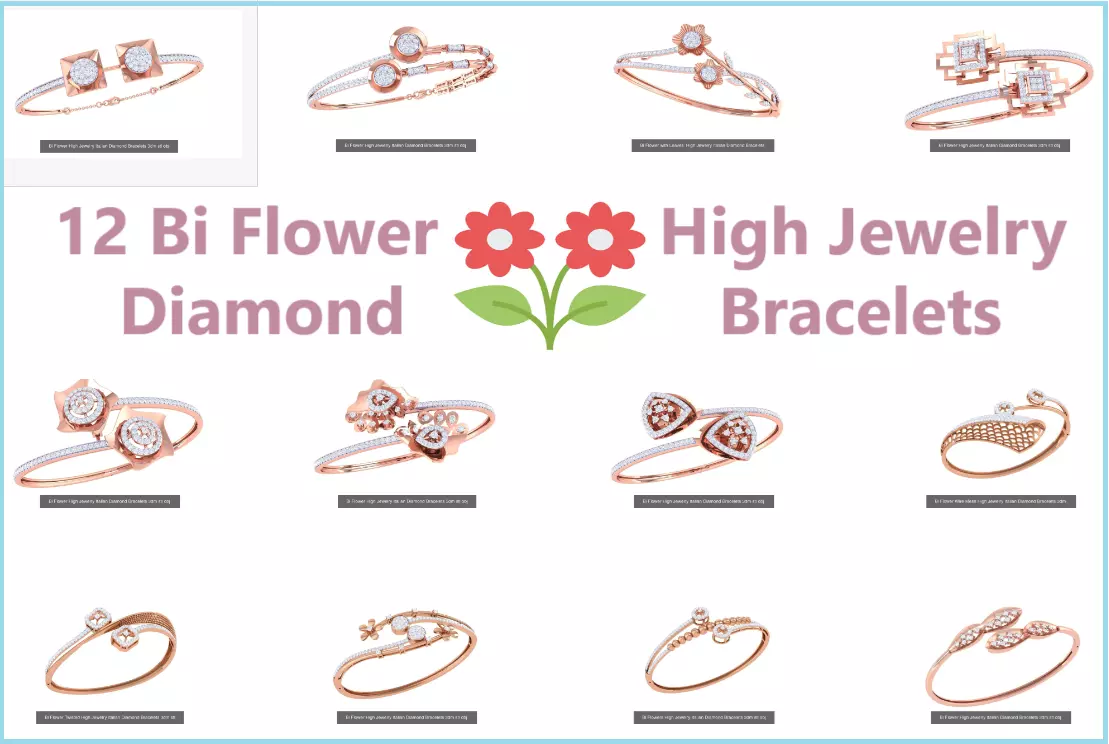 12 Bi Flower High Jewelry Italian Diamond Bracelets  3D Model Collection_0