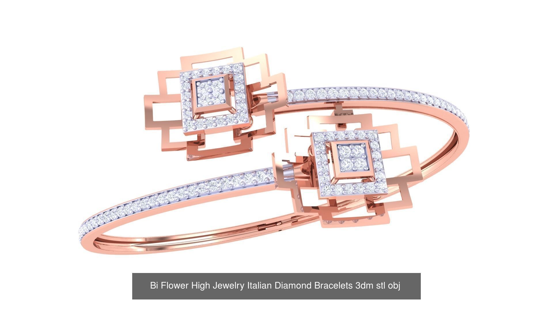 12 Bi Flower High Jewelry Italian Diamond Bracelets  3D Model Collection_7
