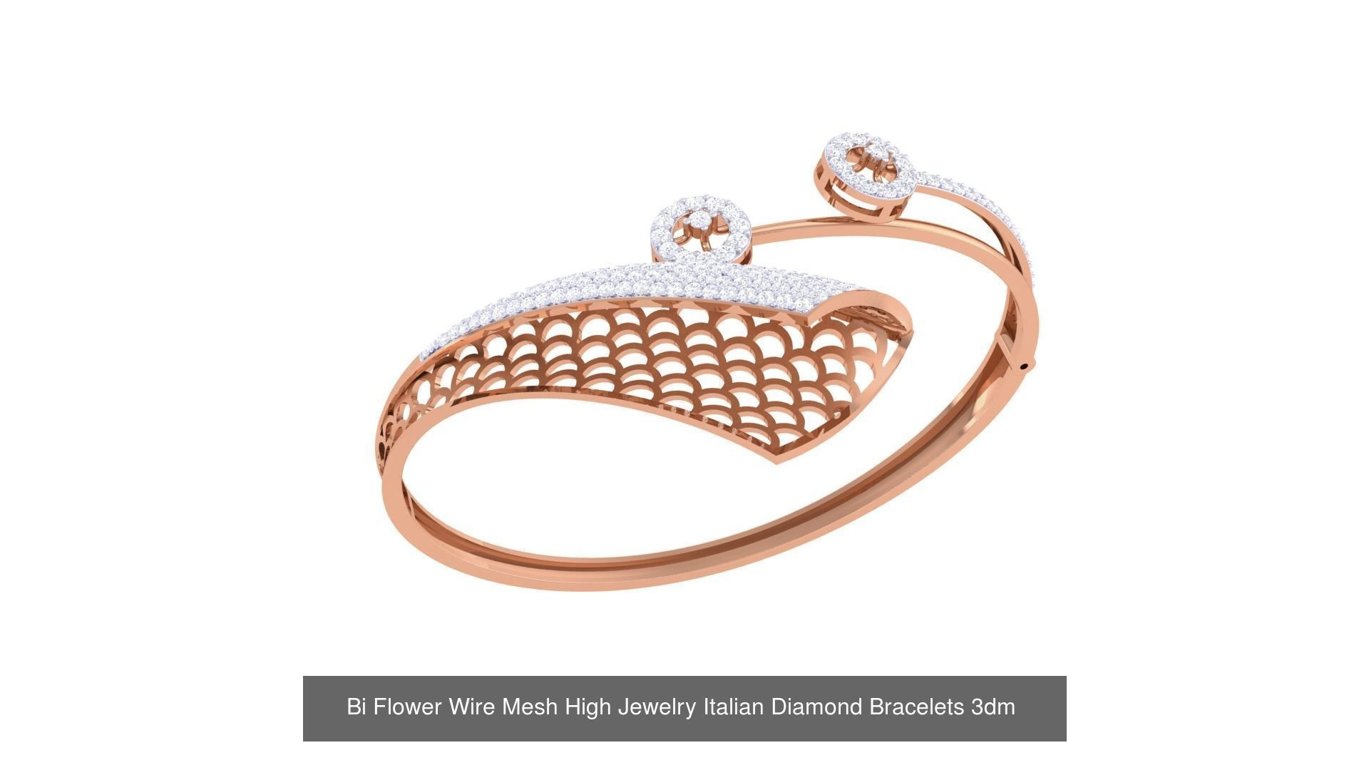 12 Bi Flower High Jewelry Italian Diamond Bracelets  3D Model Collection_8