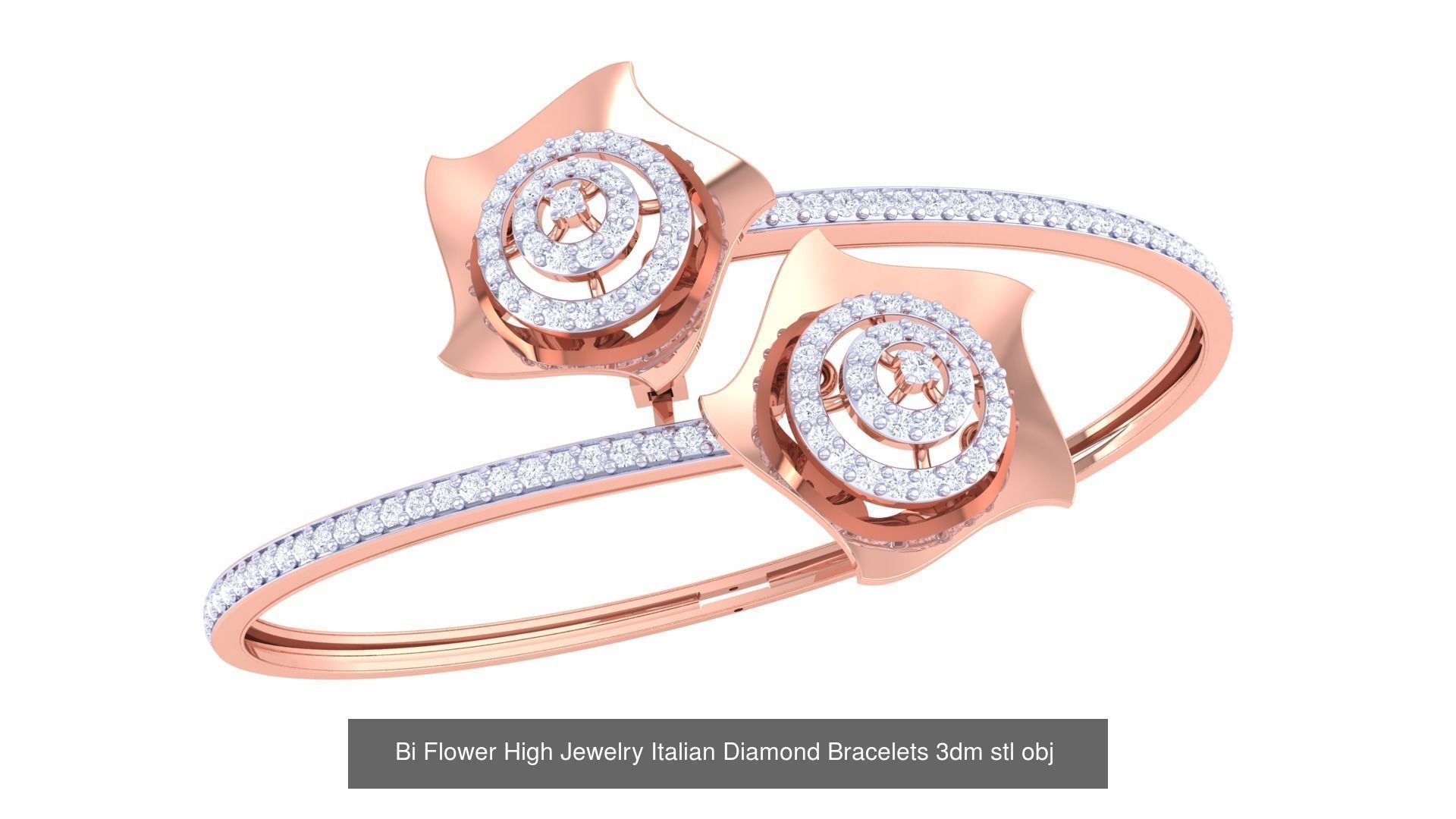 12 Bi Flower High Jewelry Italian Diamond Bracelets  3D Model Collection_2
