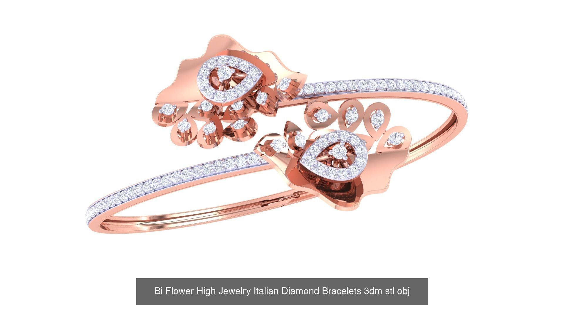 12 Bi Flower High Jewelry Italian Diamond Bracelets  3D Model Collection_4