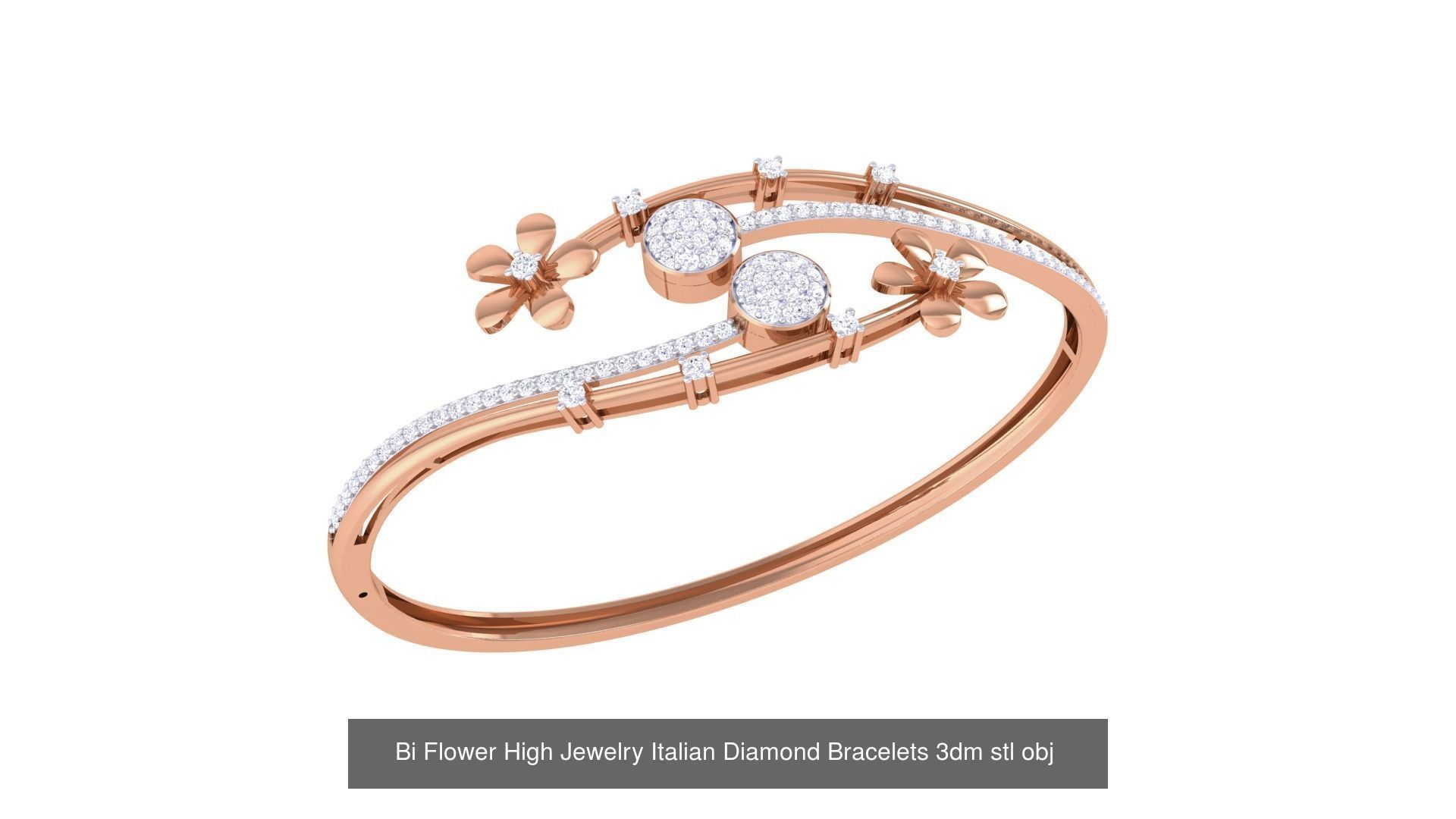 12 Bi Flower High Jewelry Italian Diamond Bracelets  3D Model Collection_10