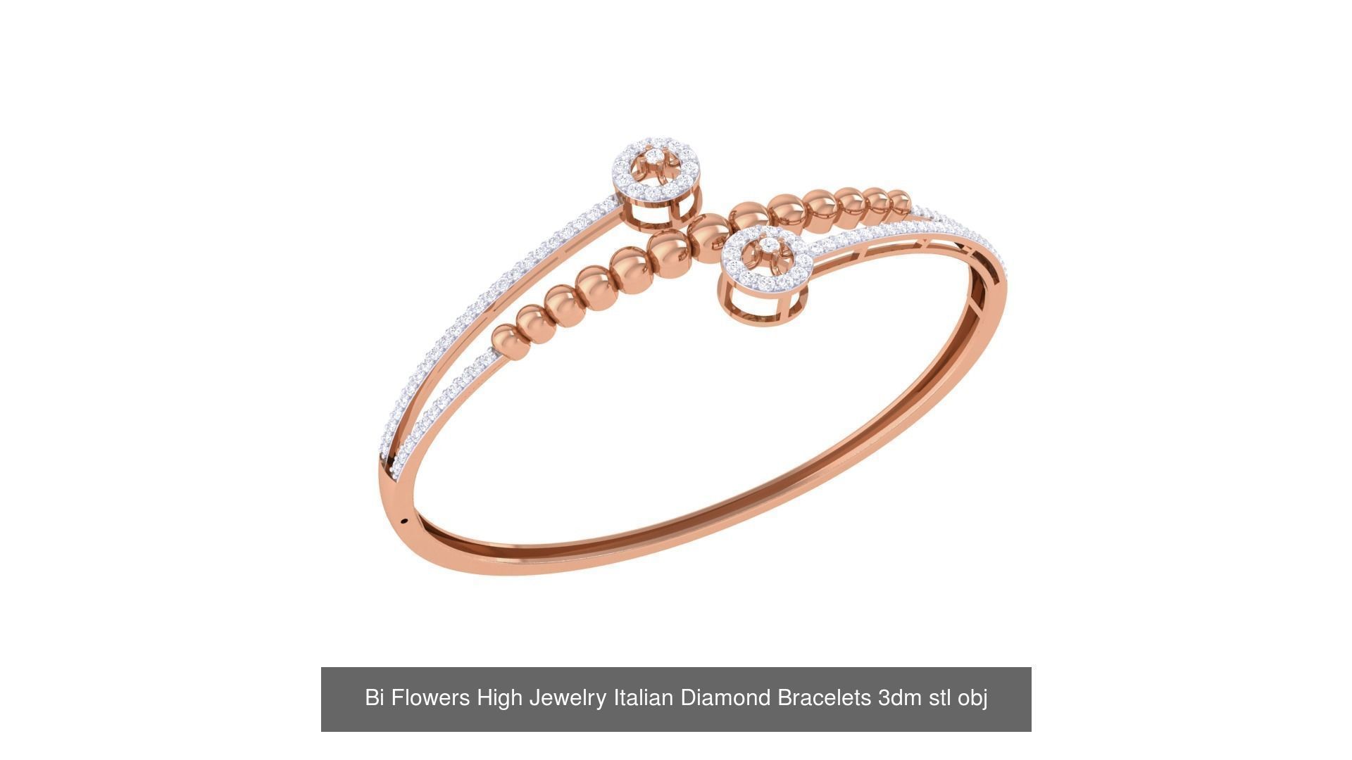12 Bi Flower High Jewelry Italian Diamond Bracelets  3D Model Collection_11