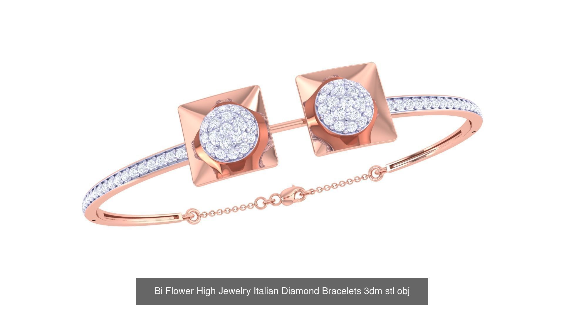 12 Bi Flower High Jewelry Italian Diamond Bracelets  3D Model Collection_5