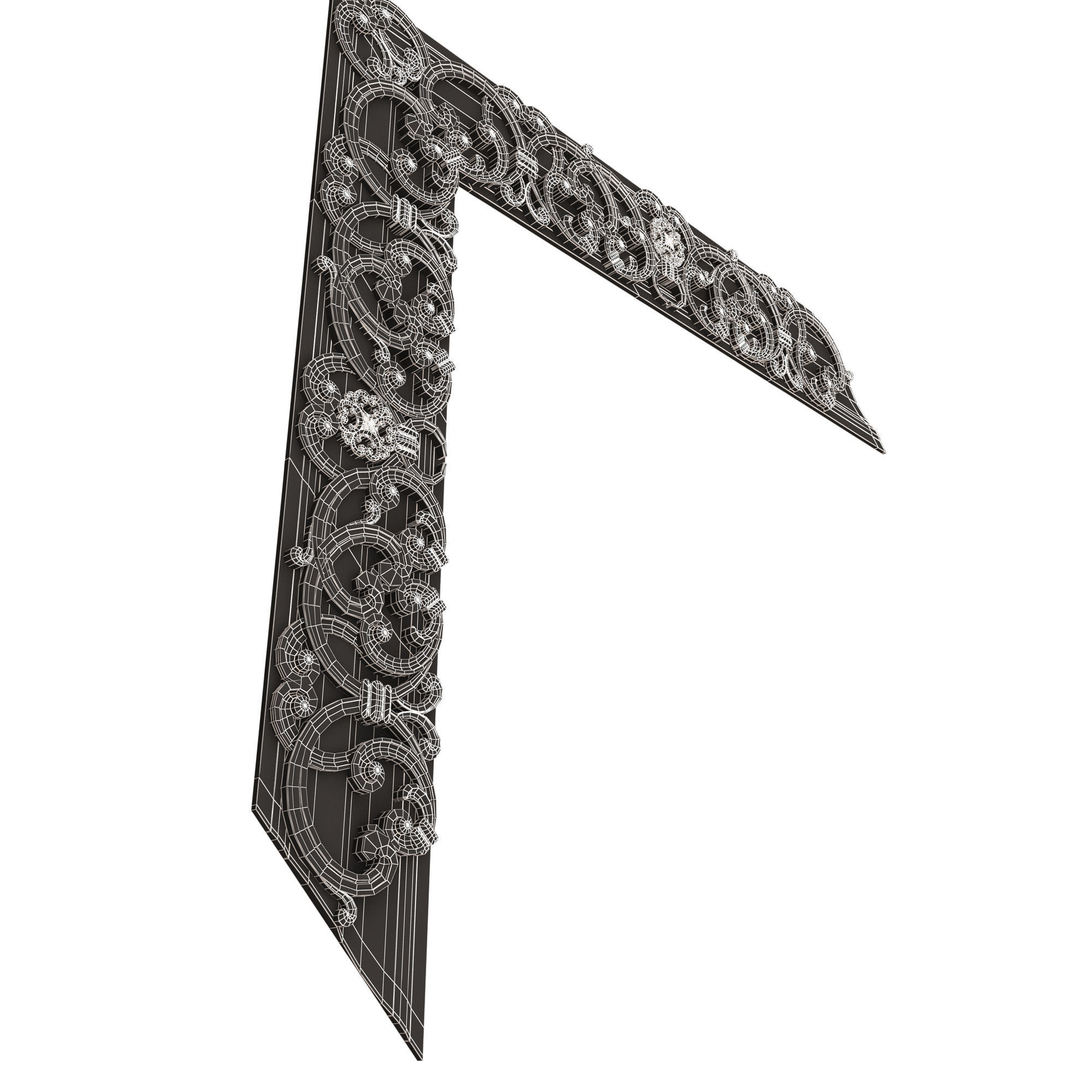 Corner Carved Plaster Molding Decoration 016 Low-poly 3D model_15