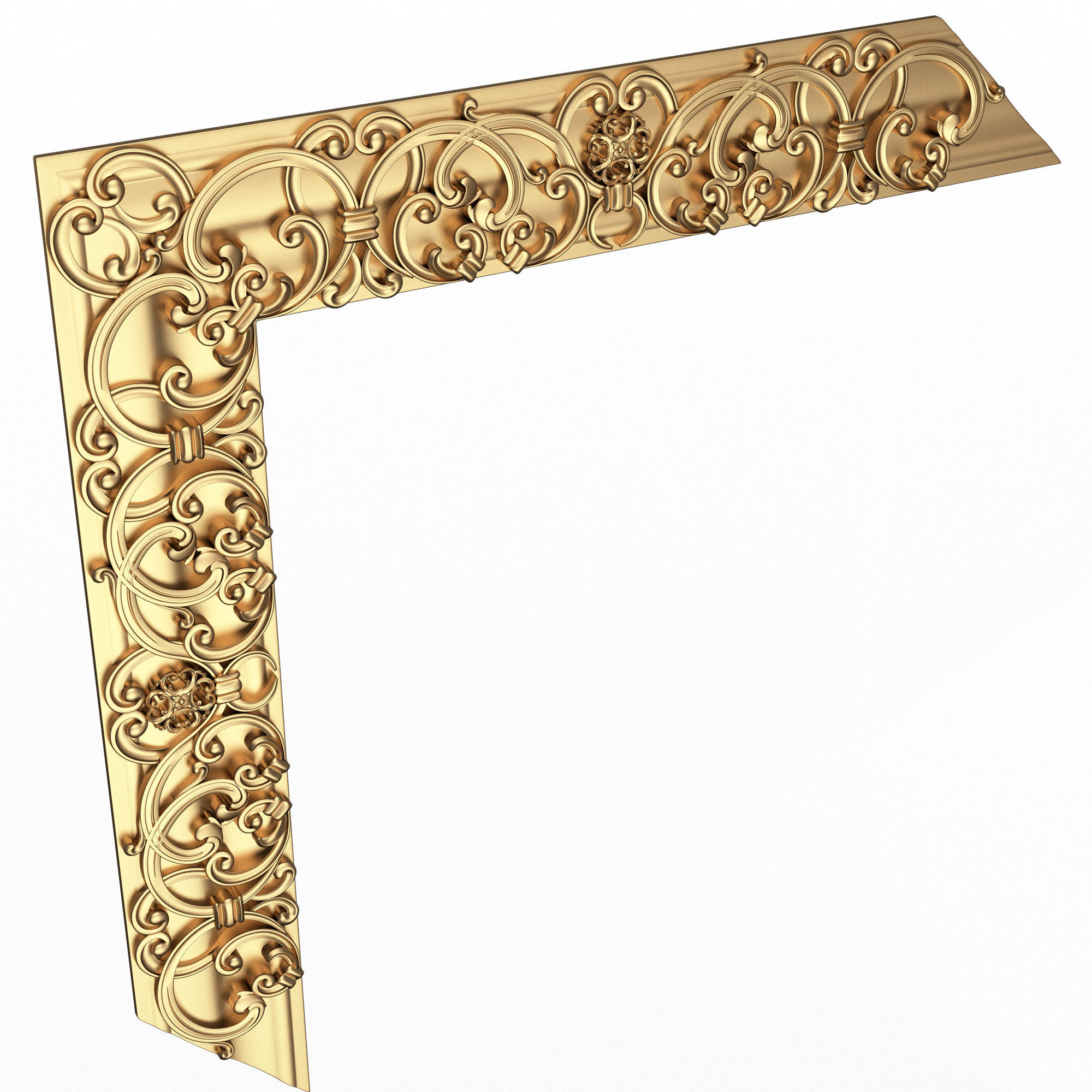 Corner Carved Plaster Molding Decoration 016 Low-poly 3D model_1