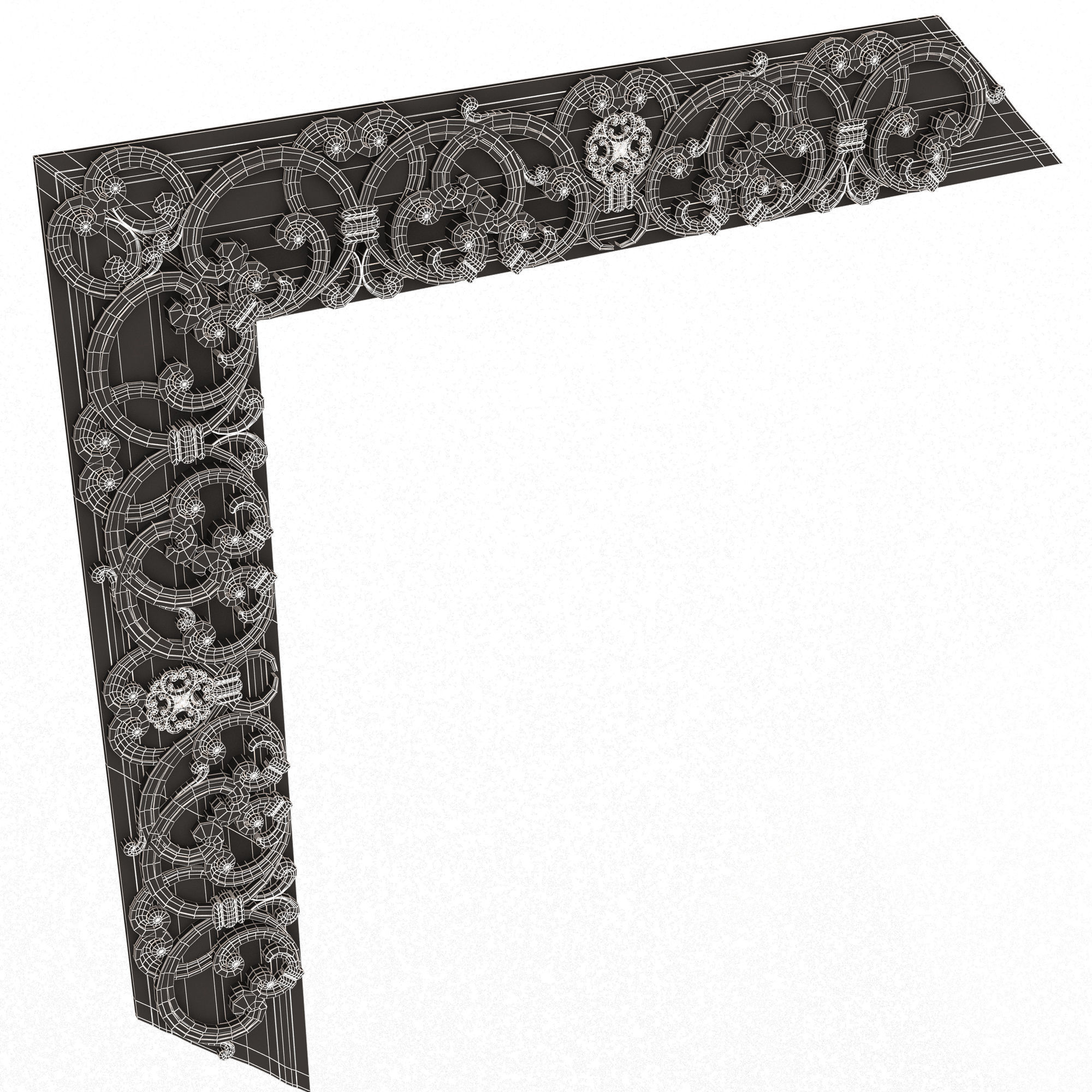 Corner Carved Plaster Molding Decoration 016 Low-poly 3D model_13