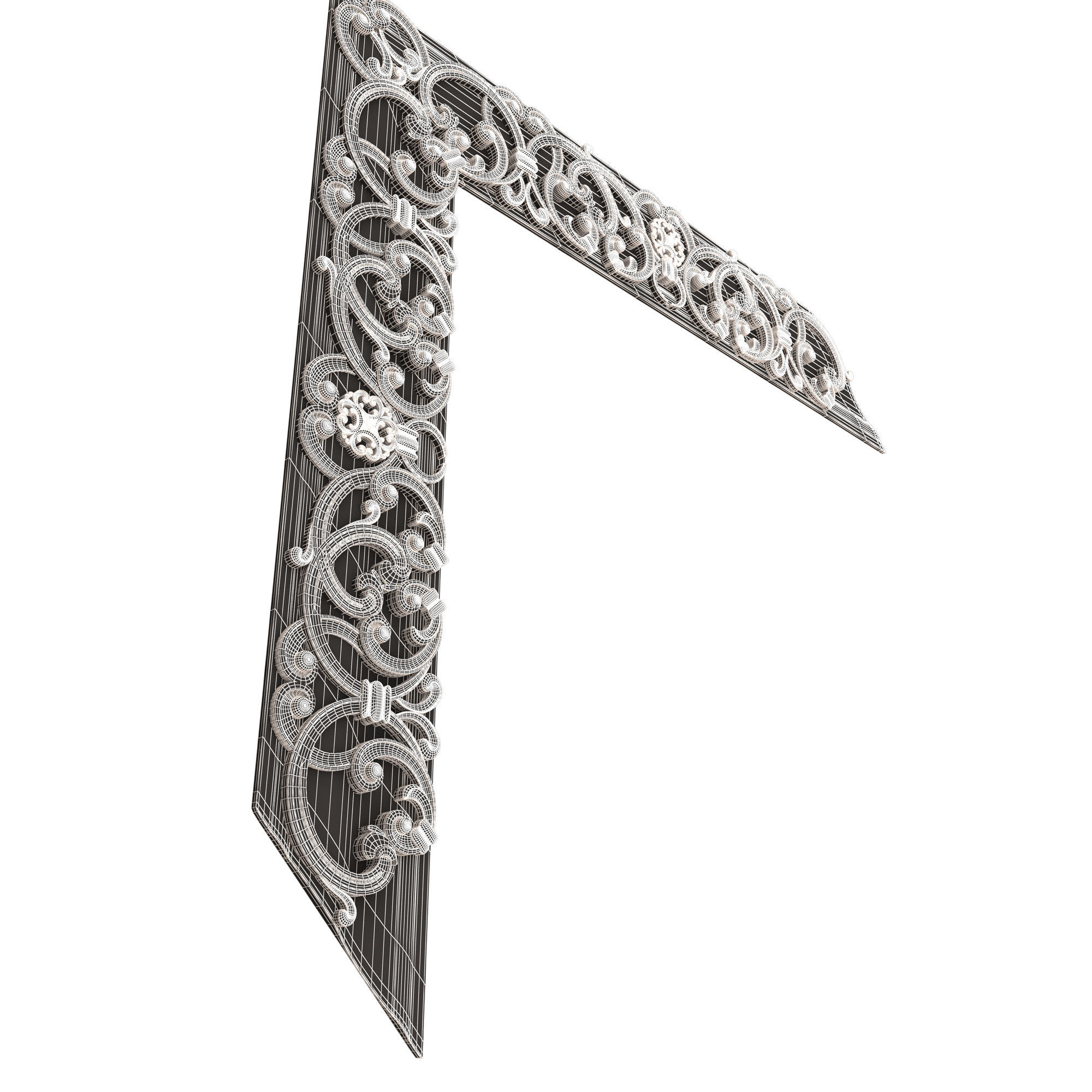 Corner Carved Plaster Molding Decoration 016 Low-poly 3D model_9