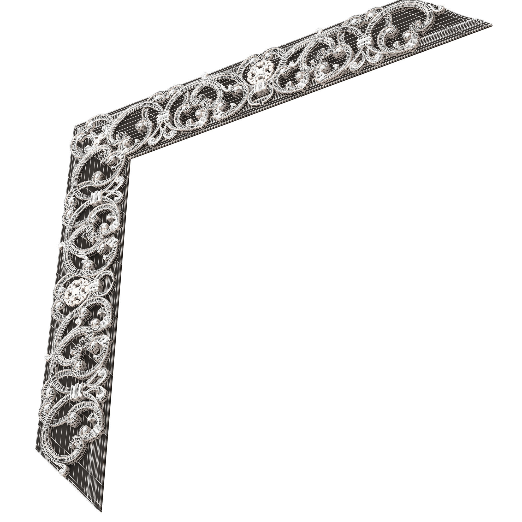 Corner Carved Plaster Molding Decoration 016 Low-poly 3D model_10