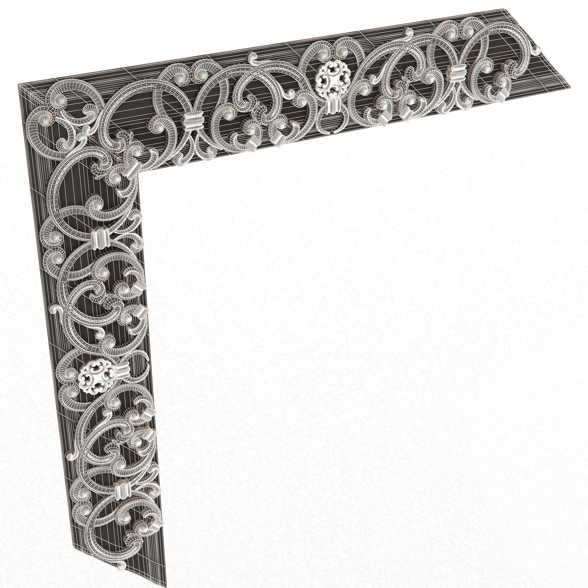 Corner Carved Plaster Molding Decoration 016 Low-poly 3D model_7