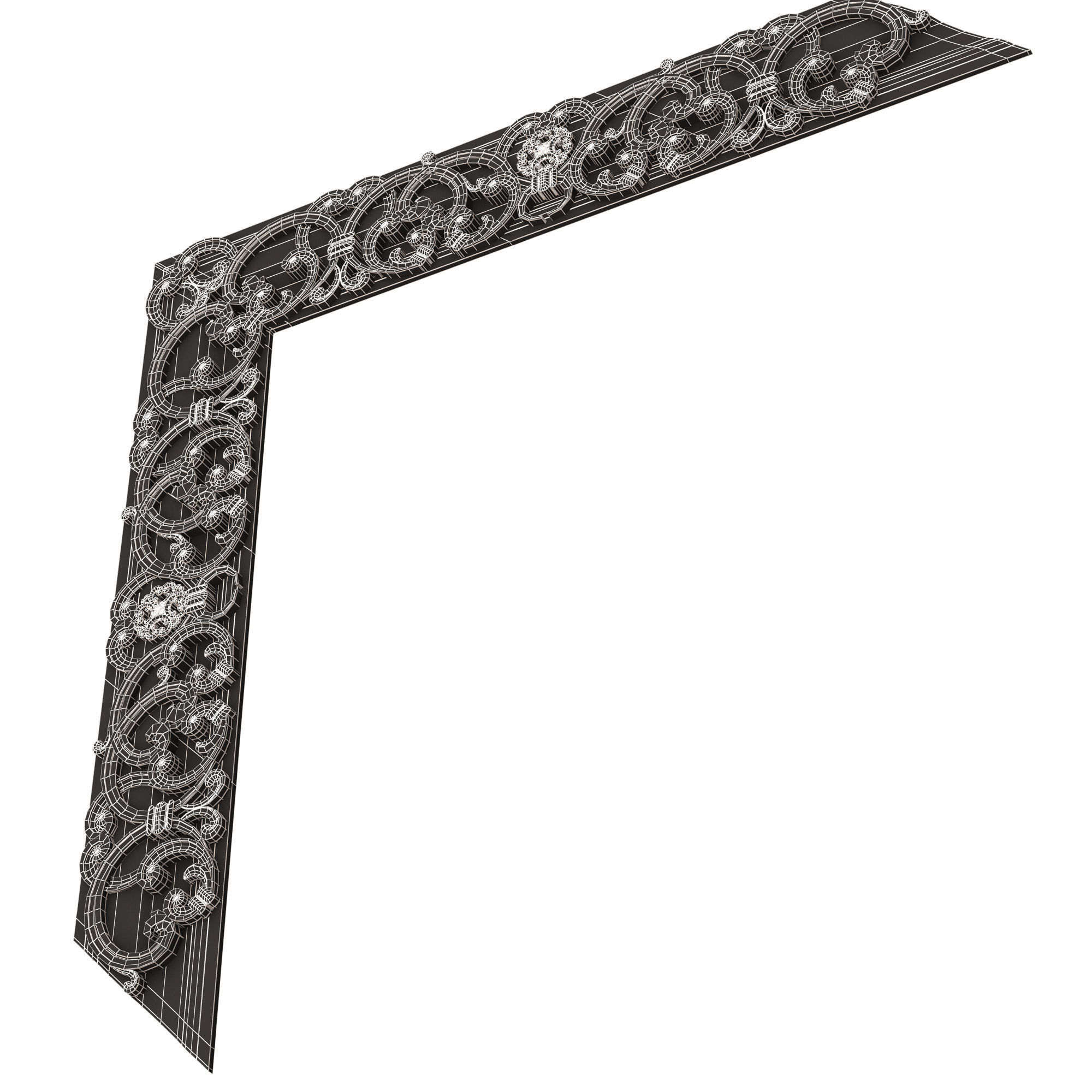 Corner Carved Plaster Molding Decoration 016 Low-poly 3D model_16