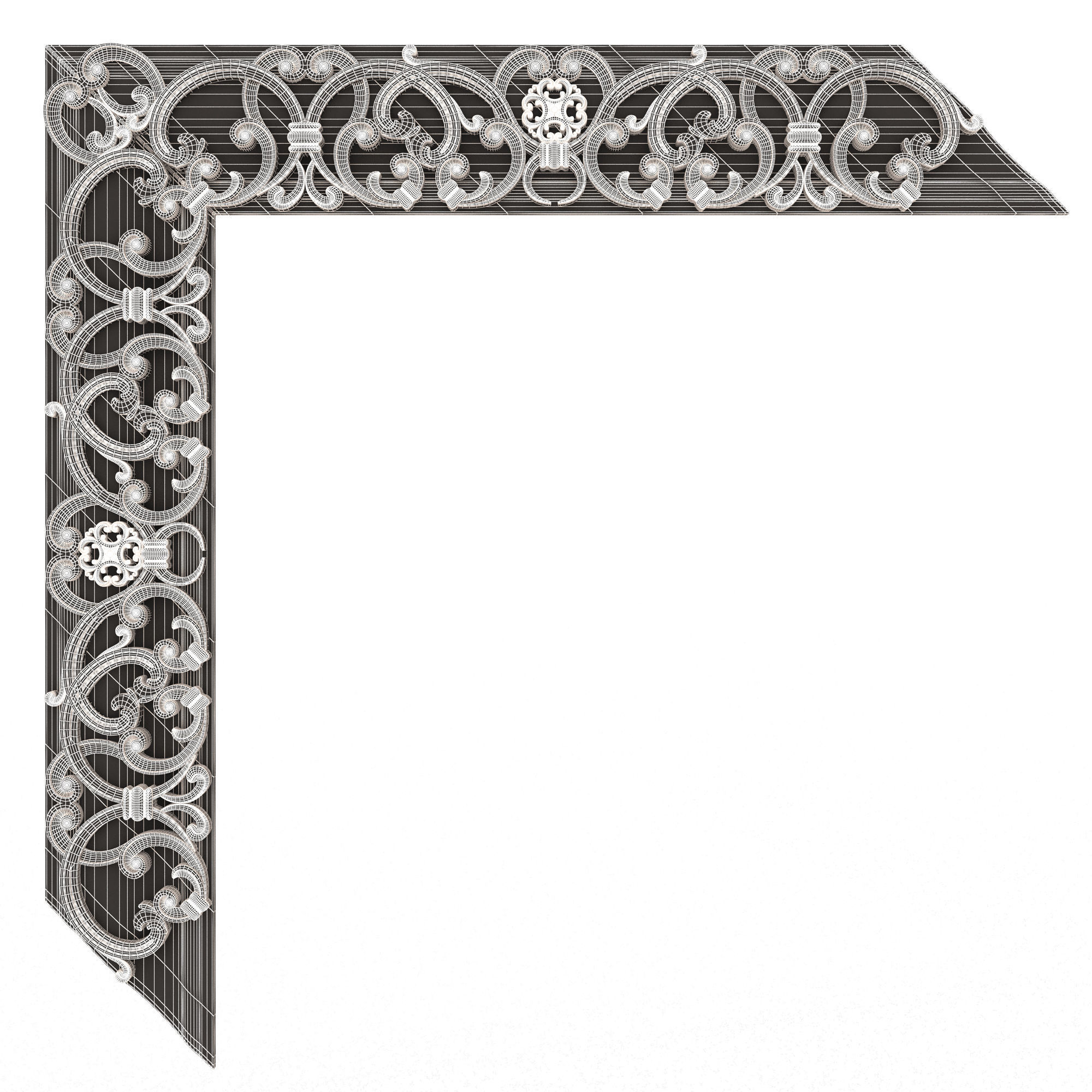 Corner Carved Plaster Molding Decoration 016 Low-poly 3D model_6