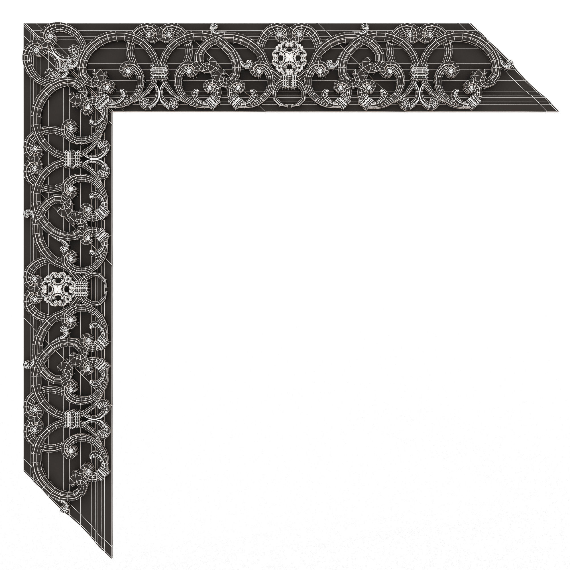 Corner Carved Plaster Molding Decoration 016 Low-poly 3D model_12