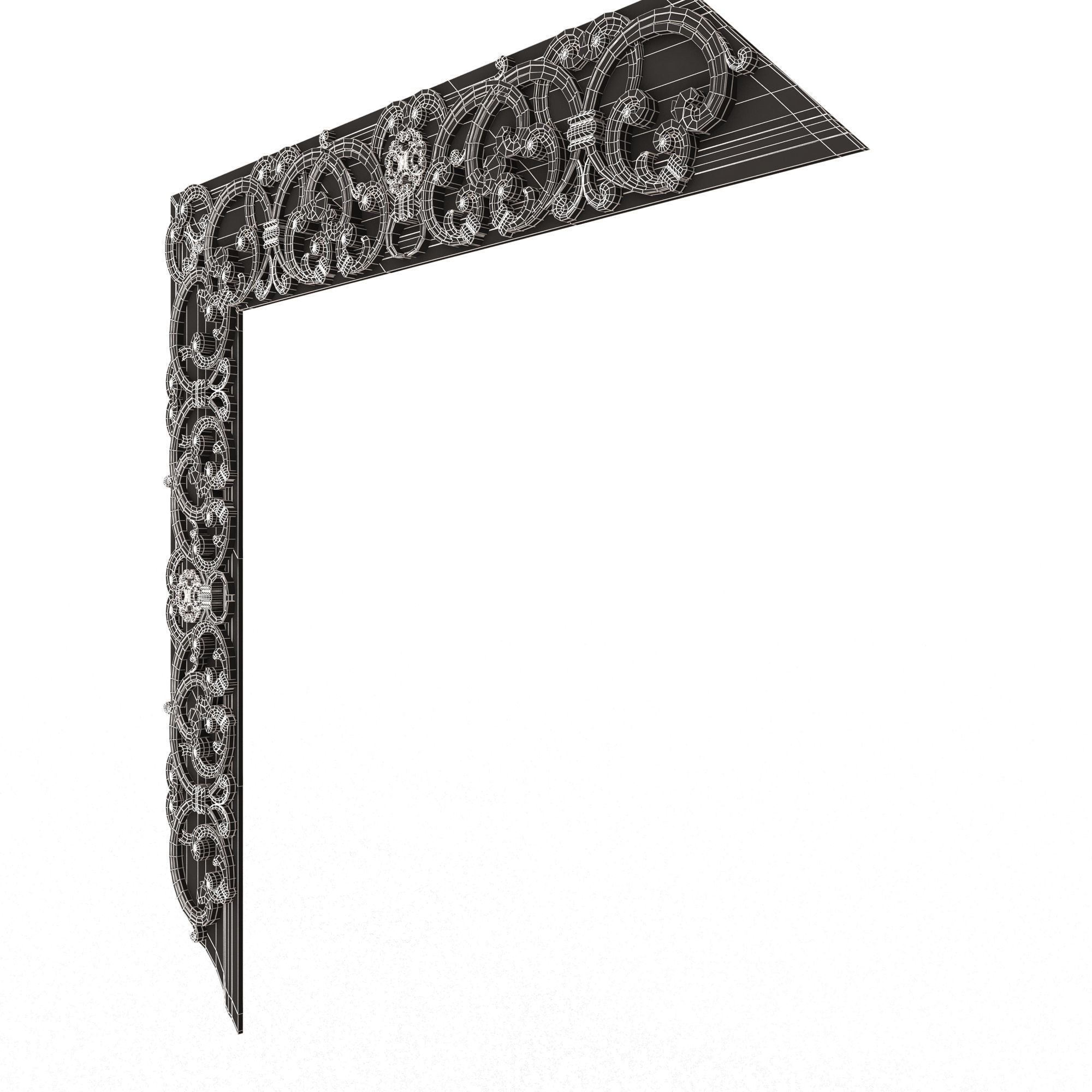 Corner Carved Plaster Molding Decoration 016 Low-poly 3D model_14