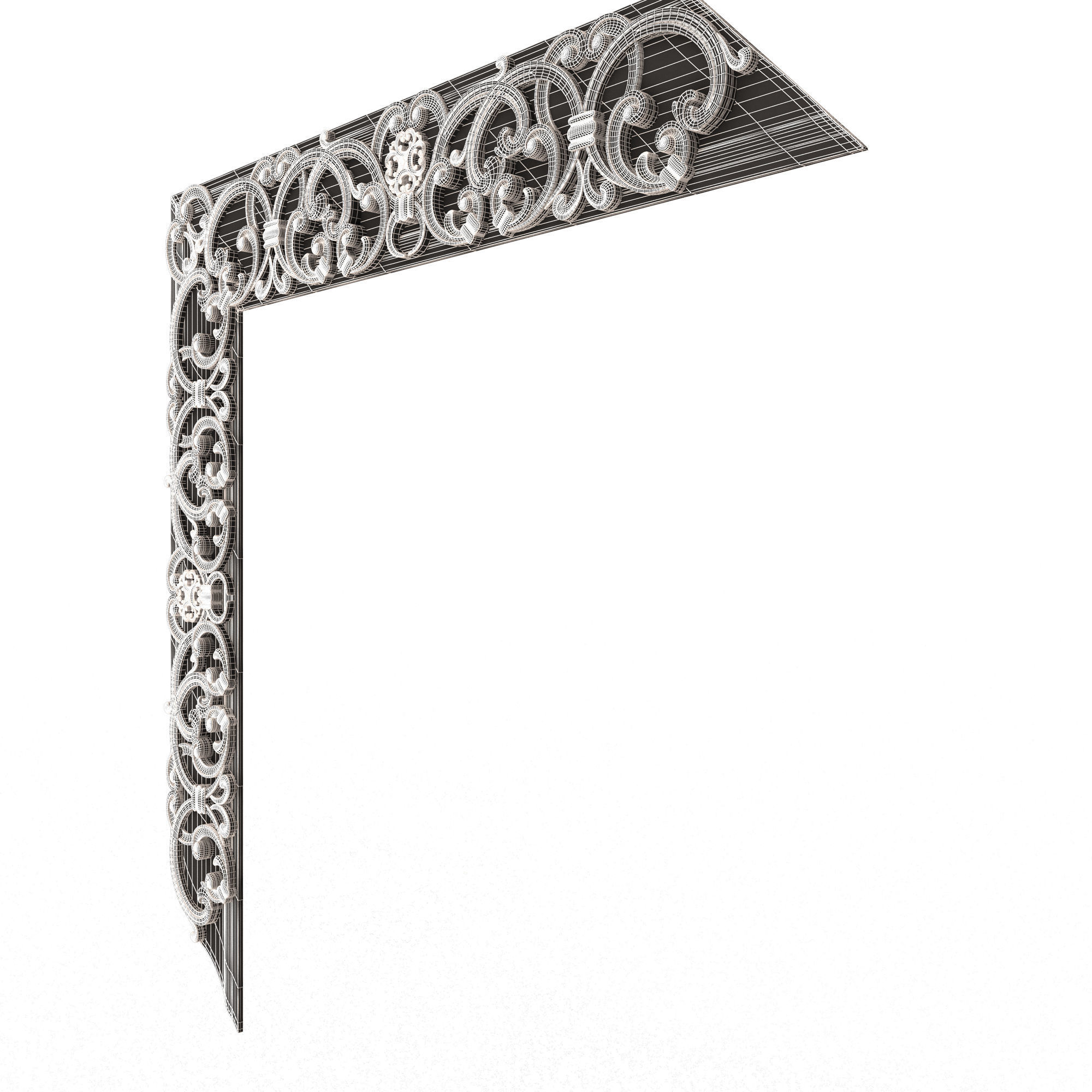 Corner Carved Plaster Molding Decoration 016 Low-poly 3D model_8