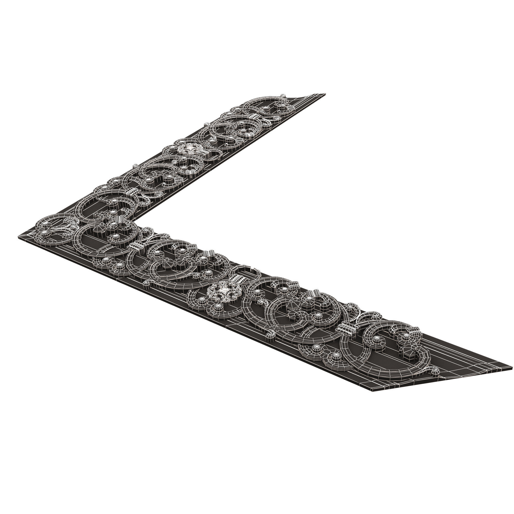 Corner Carved Plaster Molding Decoration 016 Low-poly 3D model_17