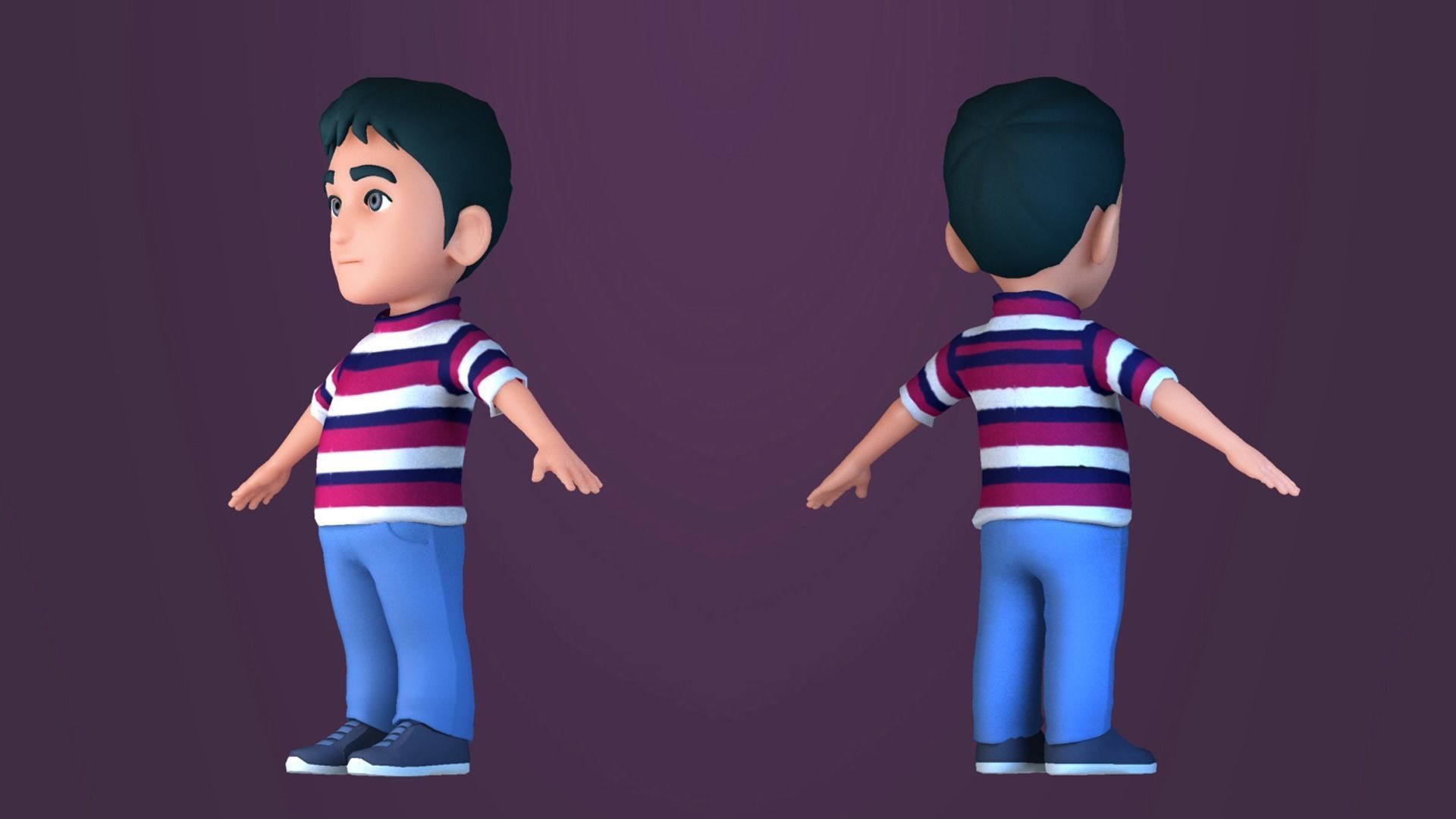 Animated characters students  passersby  Little Boy 3D model_2