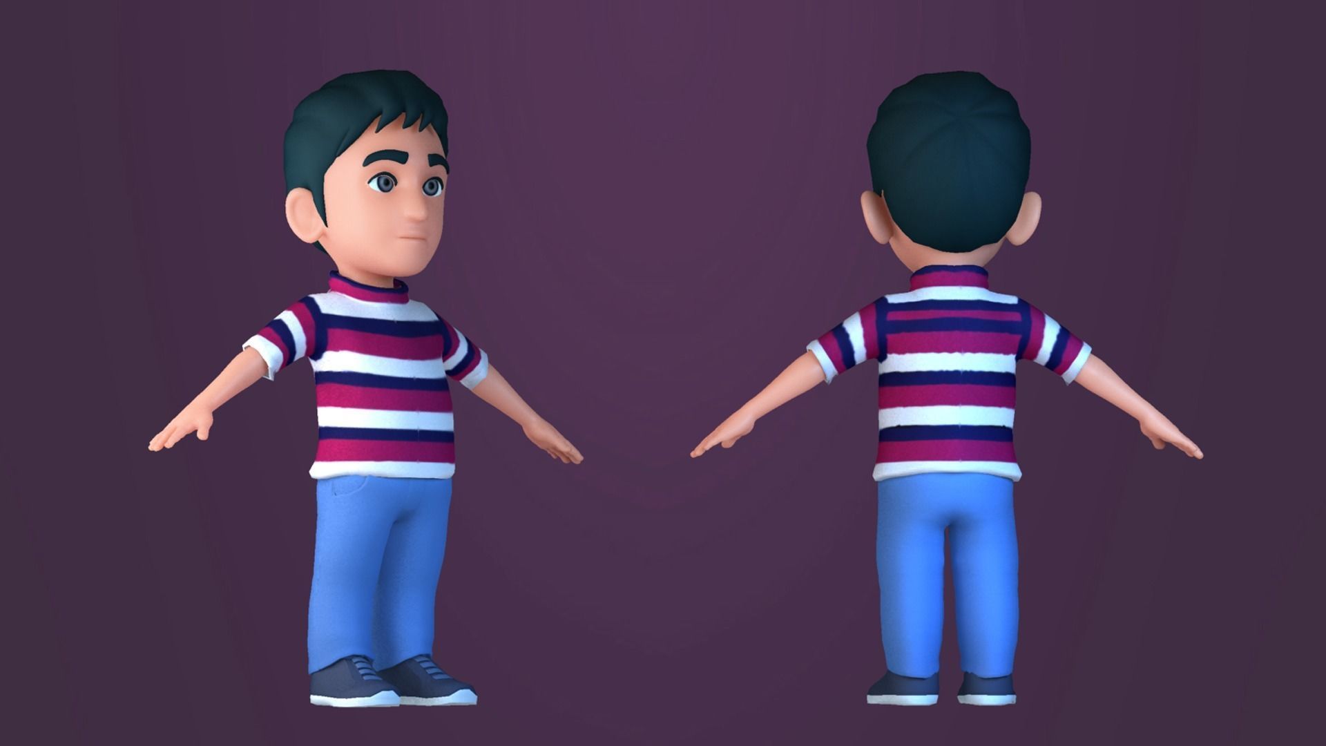 Animated characters students  passersby  Little Boy 3D model_1