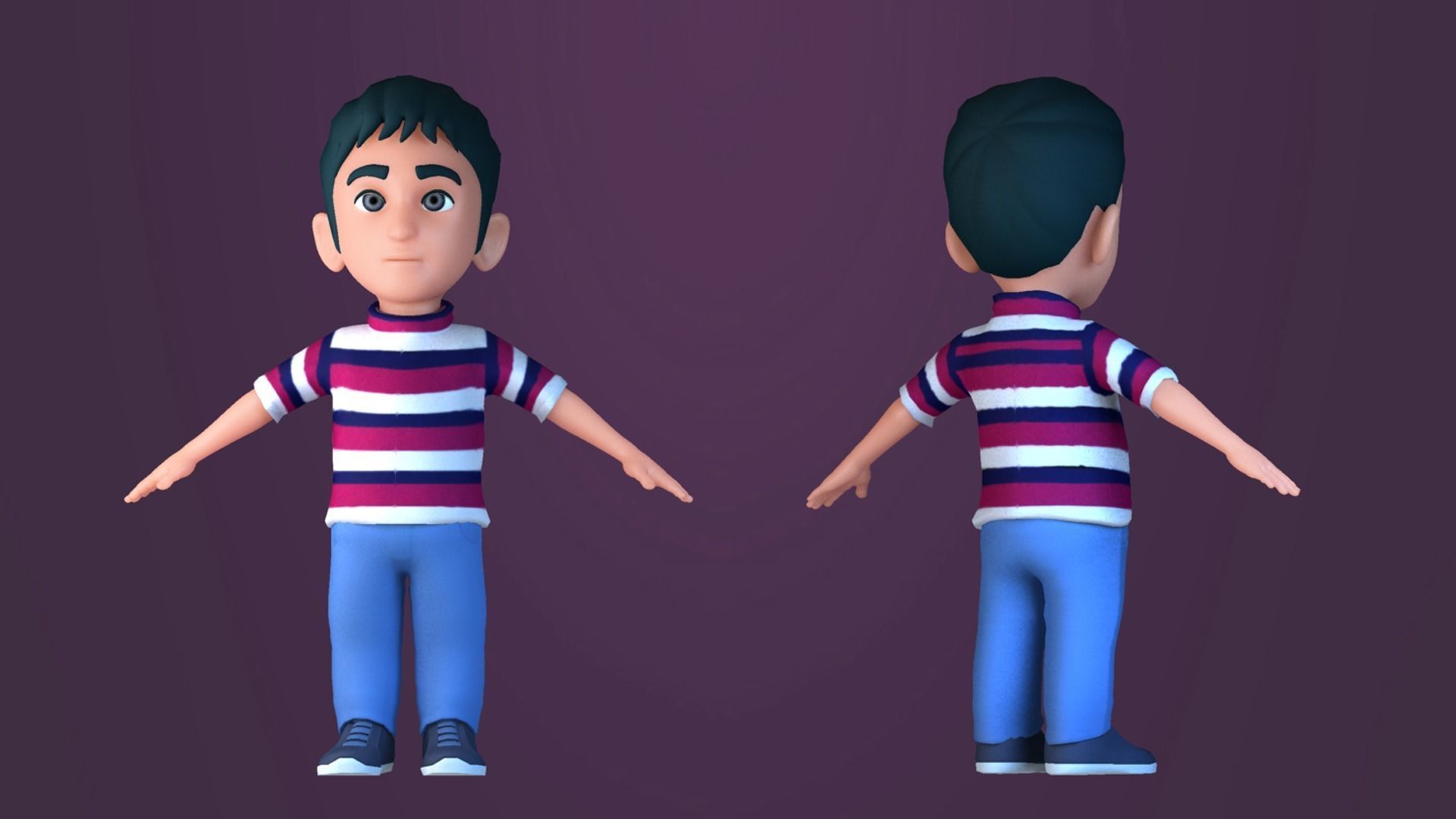 Animated characters students  passersby  Little Boy 3D model_4