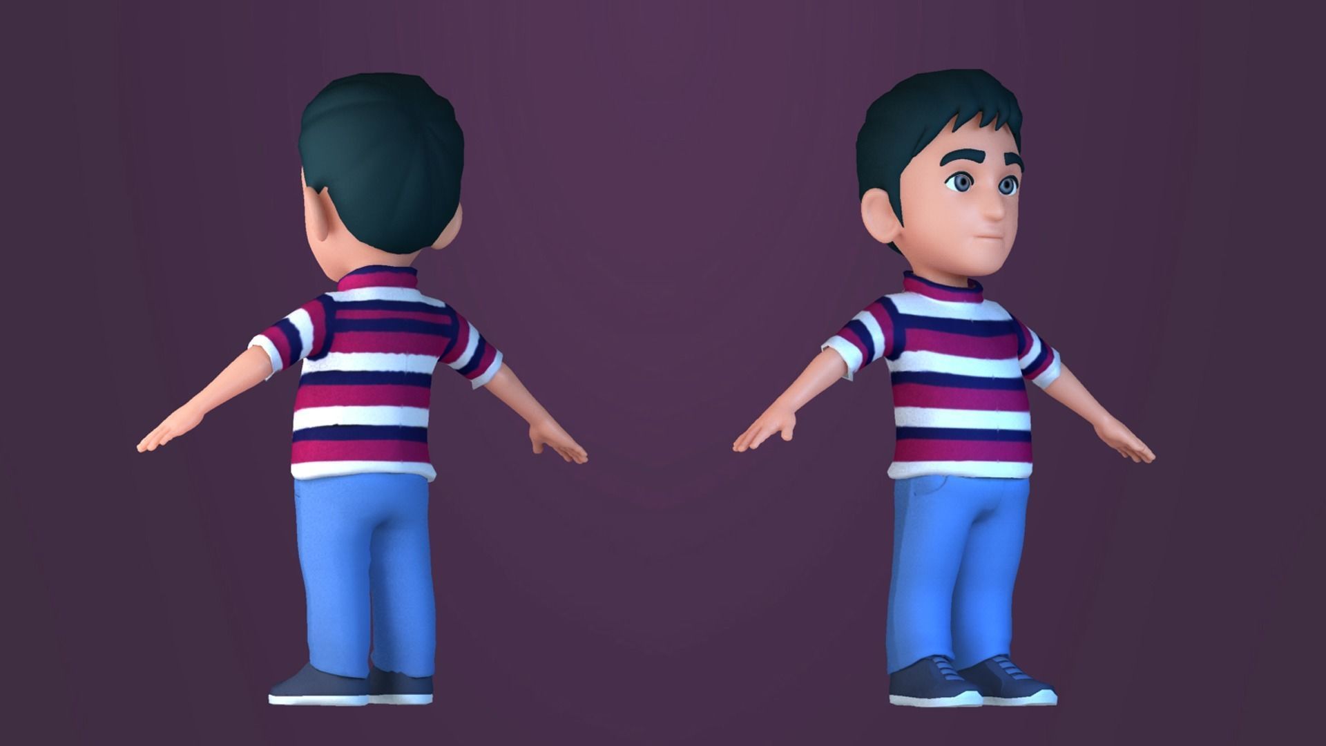 Animated characters students  passersby  Little Boy 3D model_3