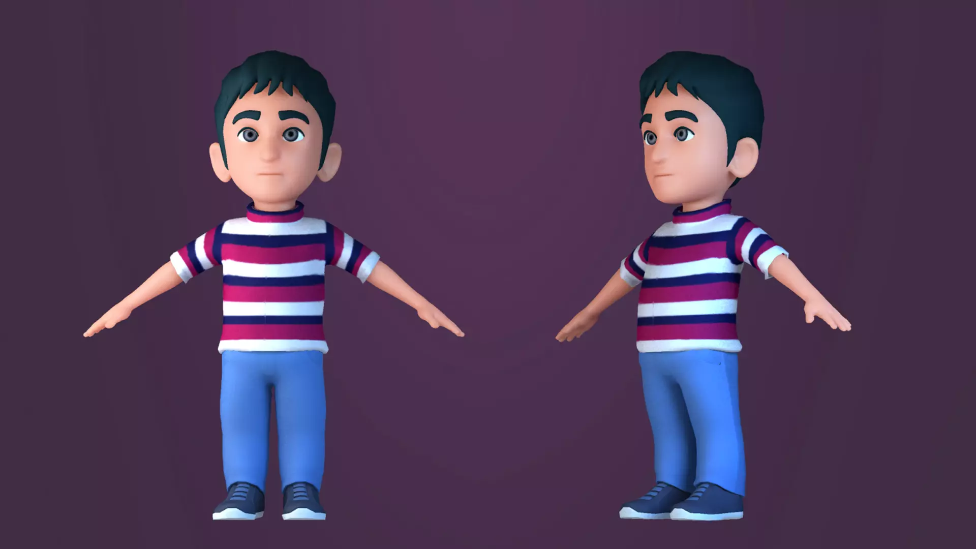 Animated characters students  passersby  Little Boy 3D model_0