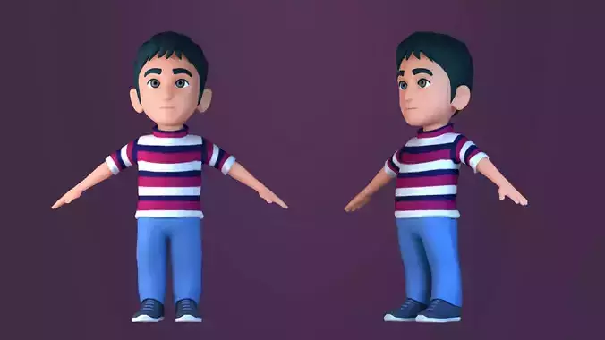 Animated characters students  passersby  Little Boy 3D model