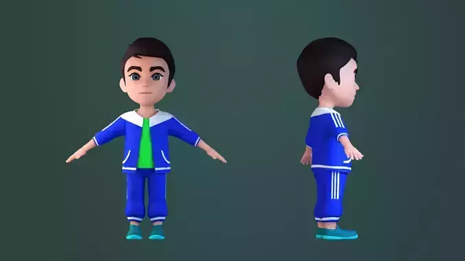 Animated characters pupils students passersby little boy