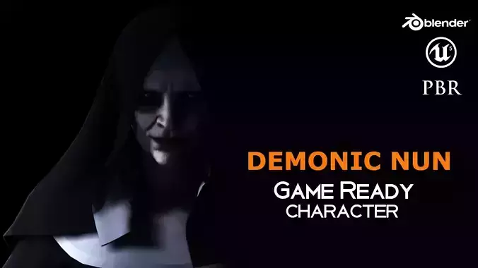 Demonic Nun- Game Ready Horror Character Low-poly 3D model