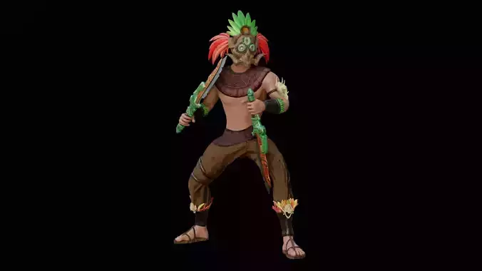 Jungle warrior Free low-poly 3D model