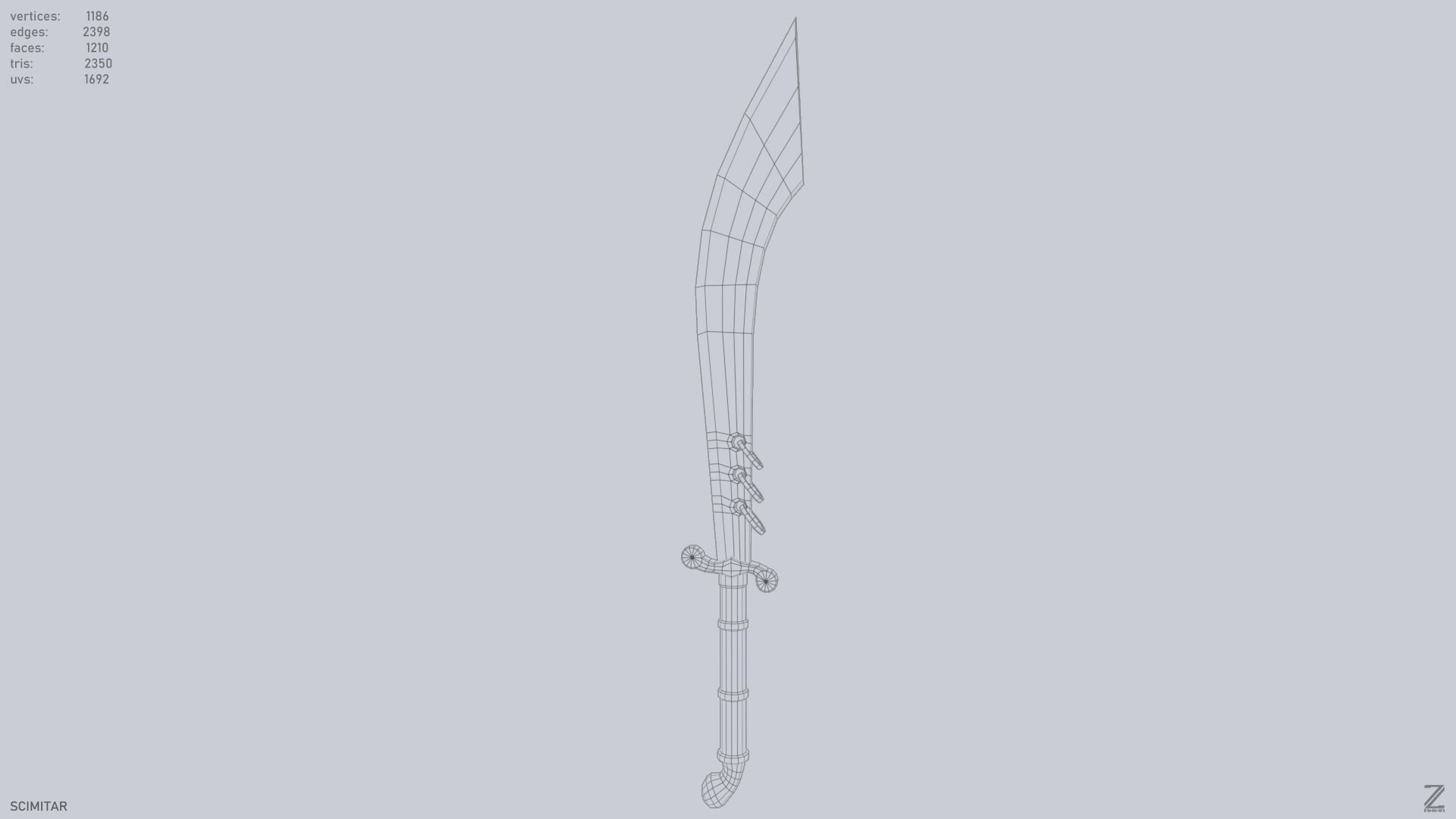 Scimitar Low-poly 3D model_13