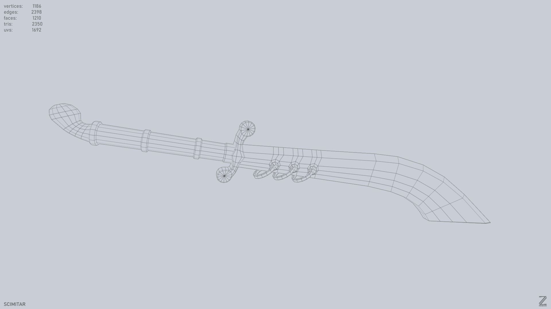 Scimitar Low-poly 3D model_15