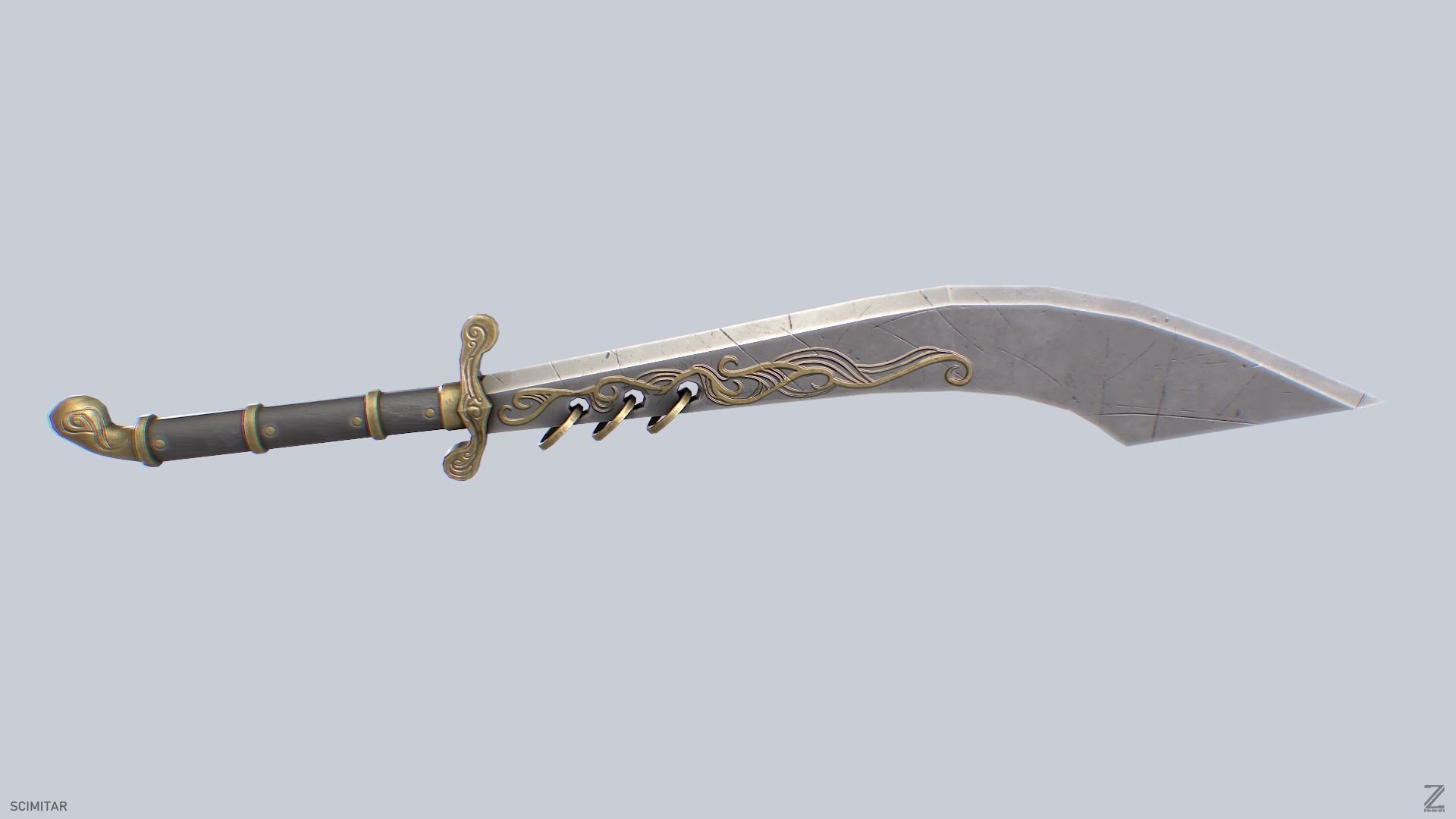 Scimitar Low-poly 3D model_6