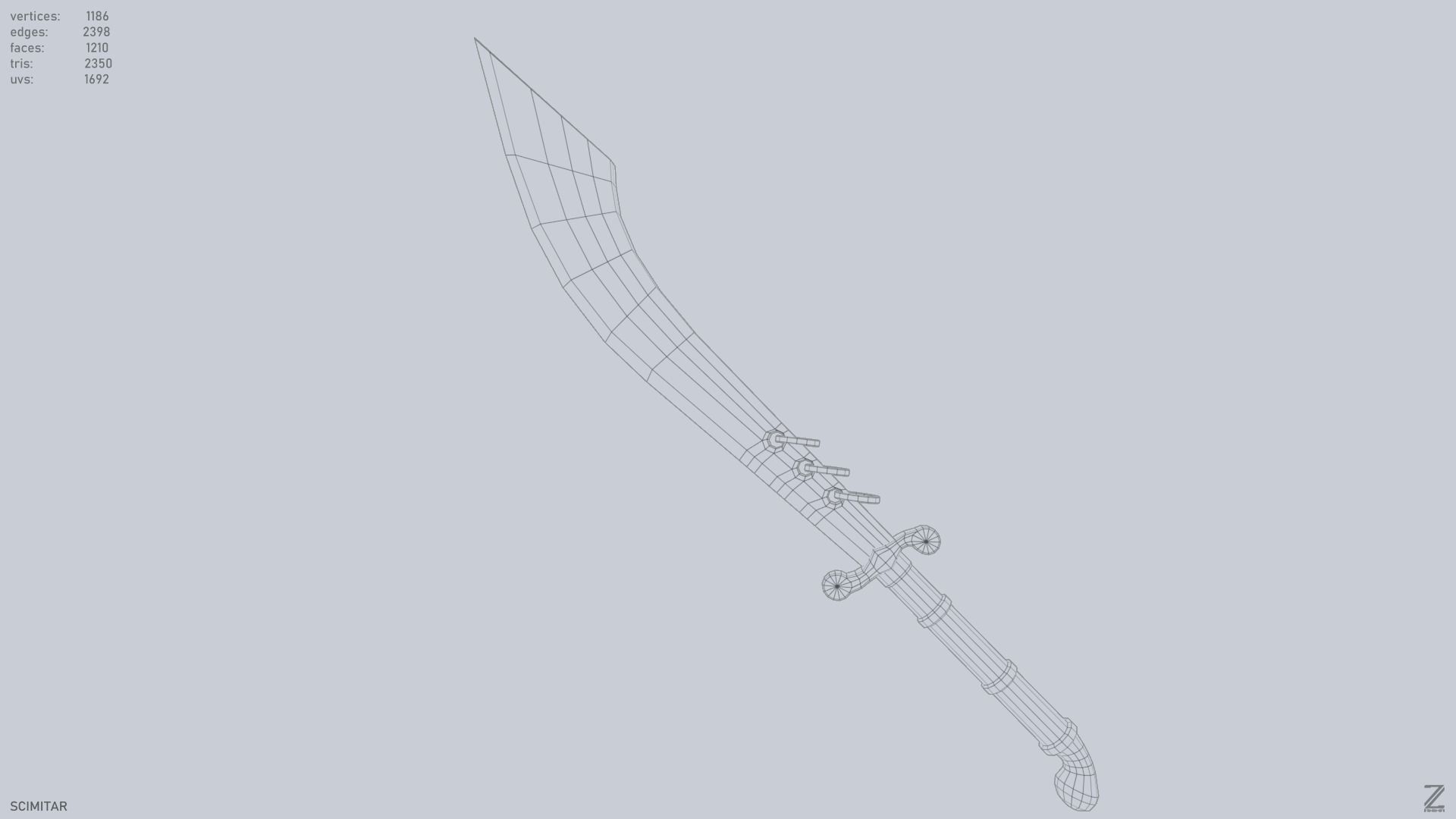 Scimitar Low-poly 3D model_11