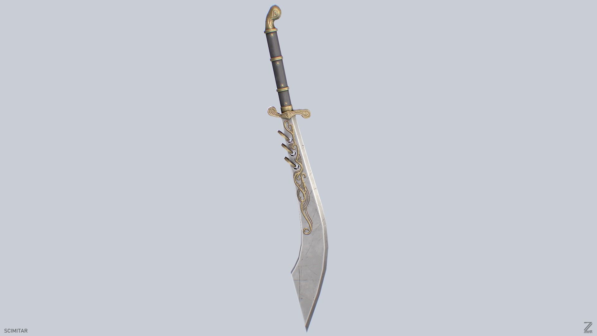 Scimitar Low-poly 3D model_7