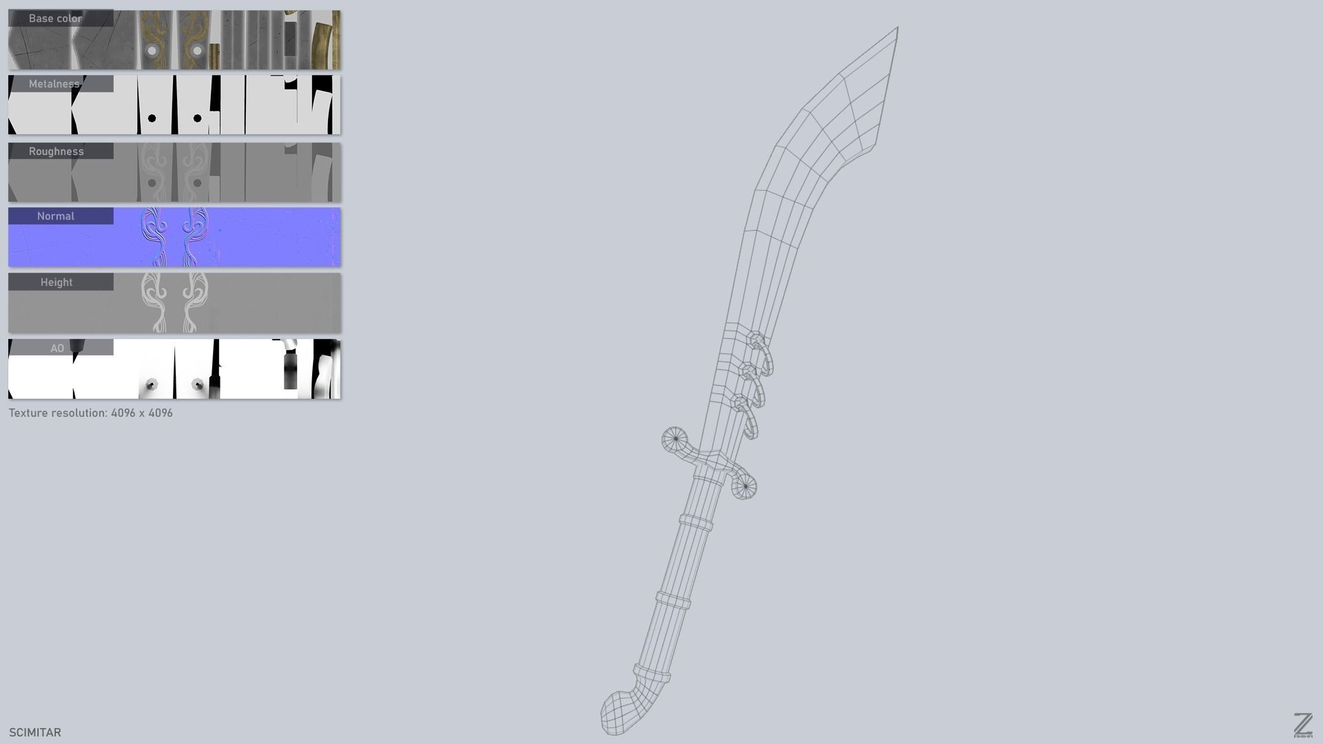 Scimitar Low-poly 3D model_3