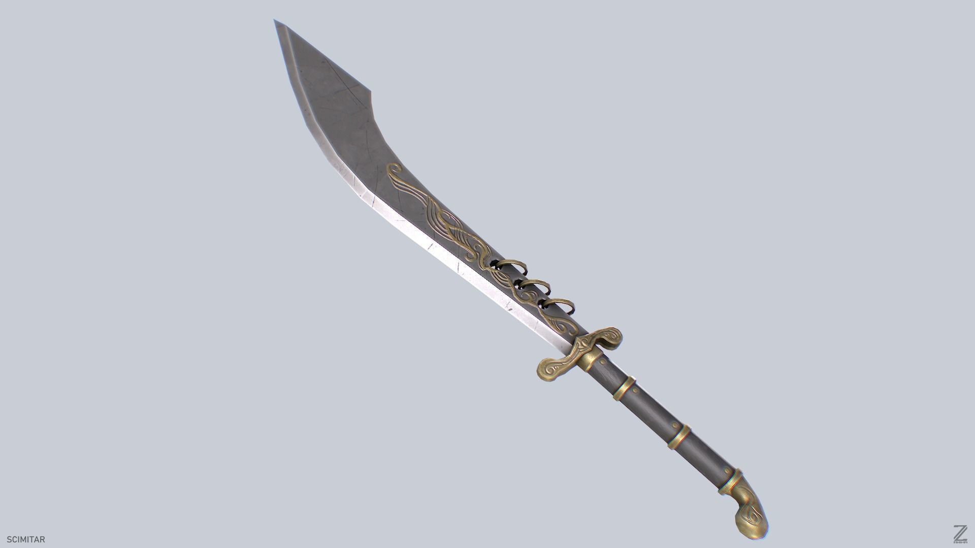 Scimitar Low-poly 3D model_4