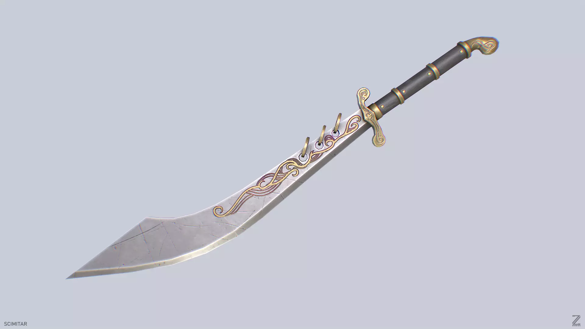 Scimitar Low-poly 3D model_0
