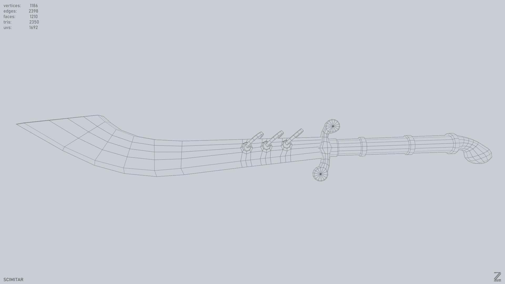 Scimitar Low-poly 3D model_10