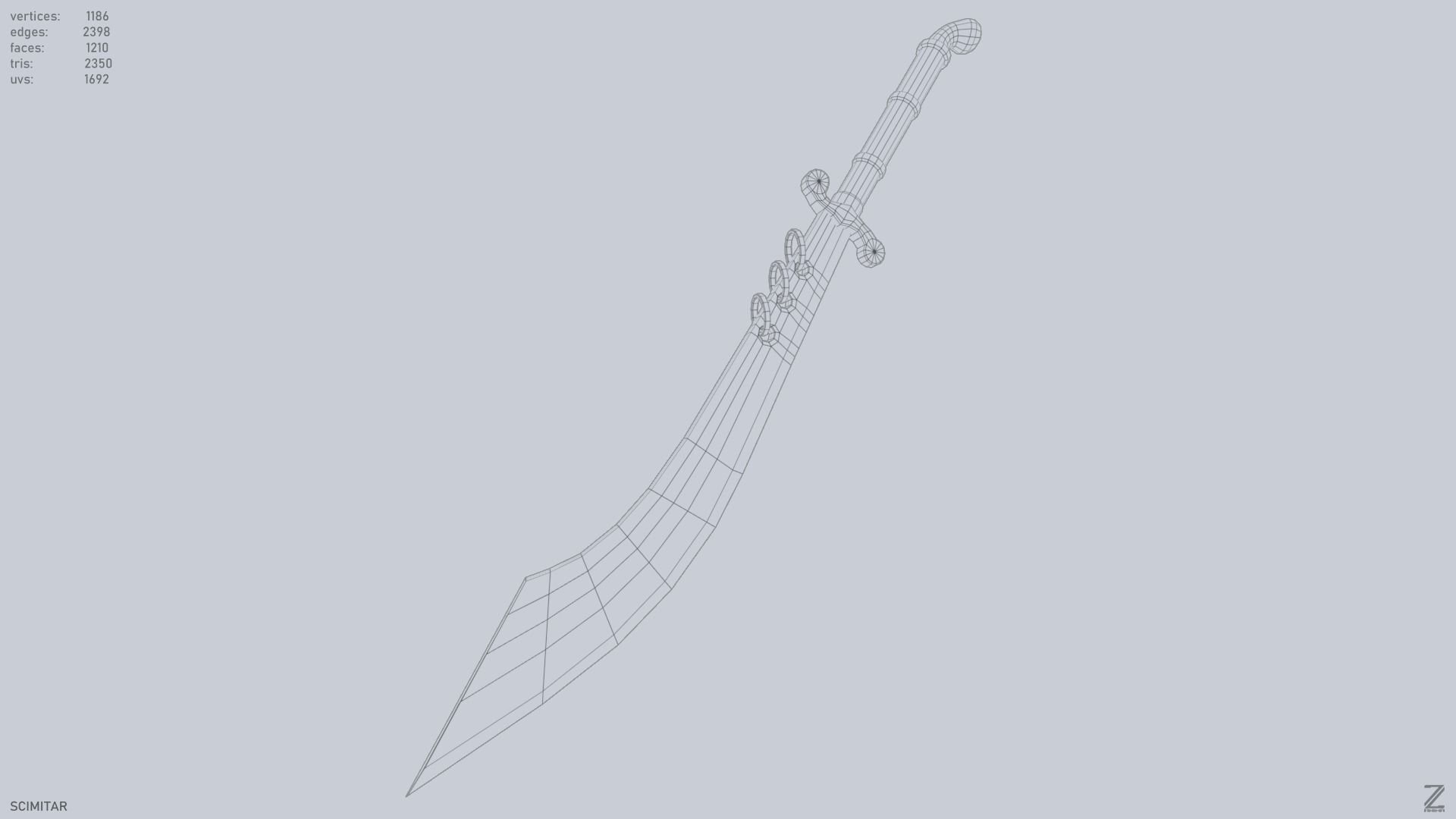 Scimitar Low-poly 3D model_14