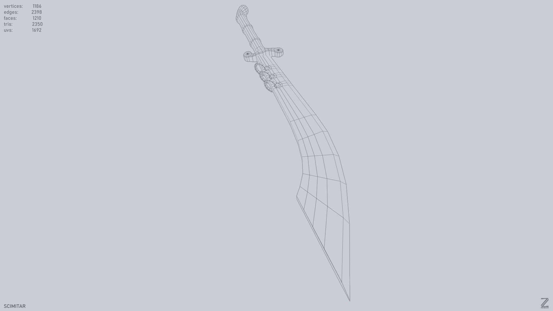Scimitar Low-poly 3D model_12