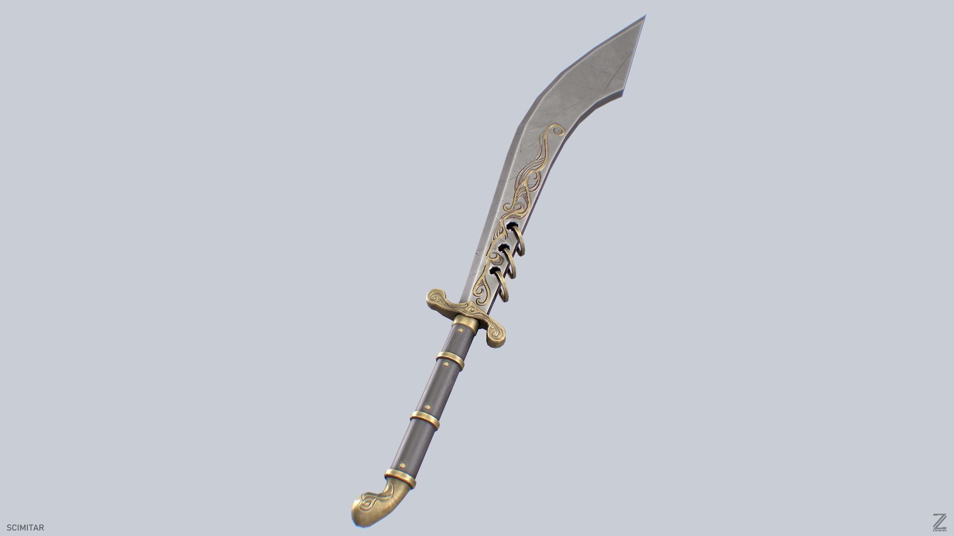 Scimitar Low-poly 3D model_5