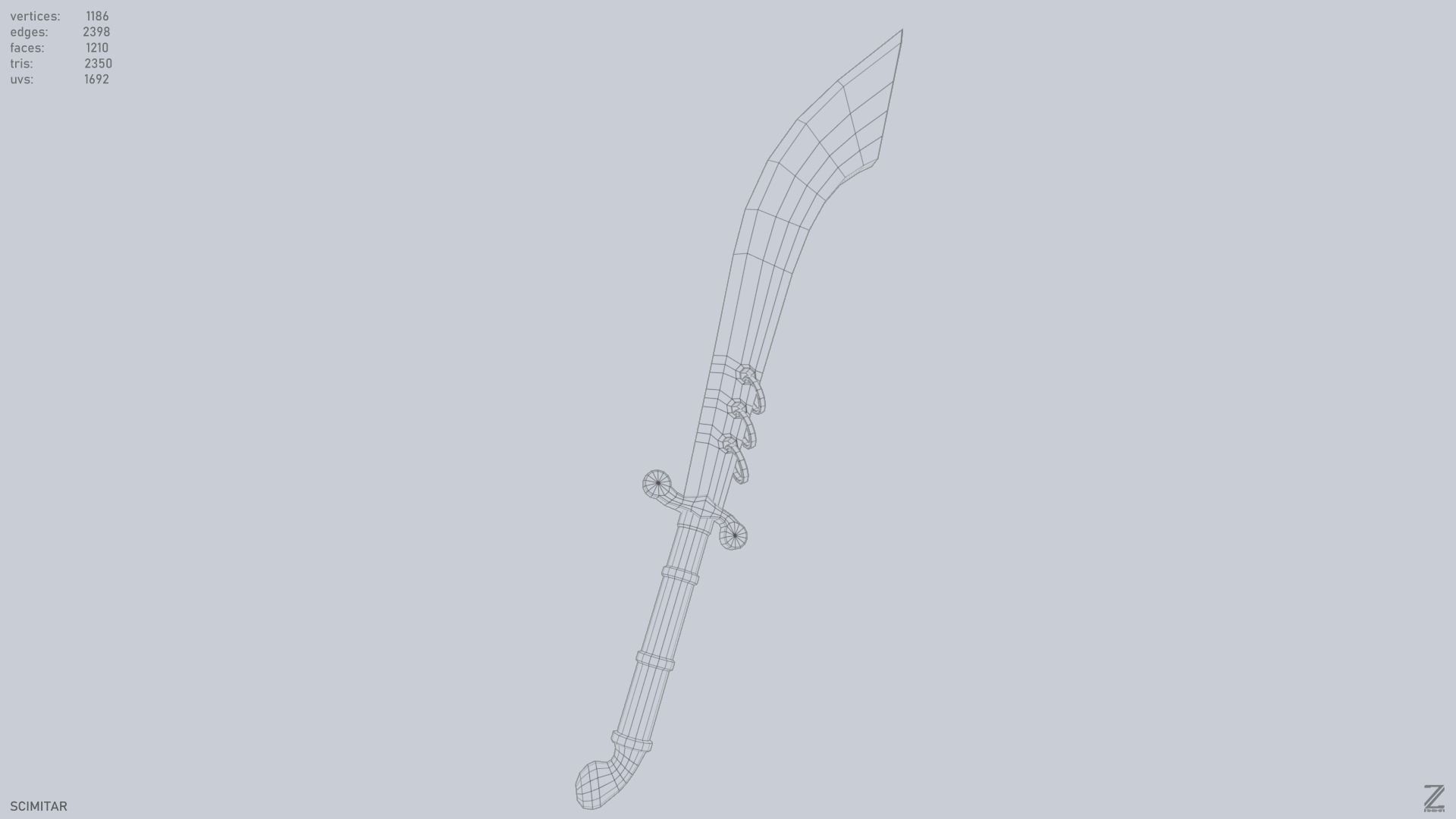 Scimitar Low-poly 3D model_9