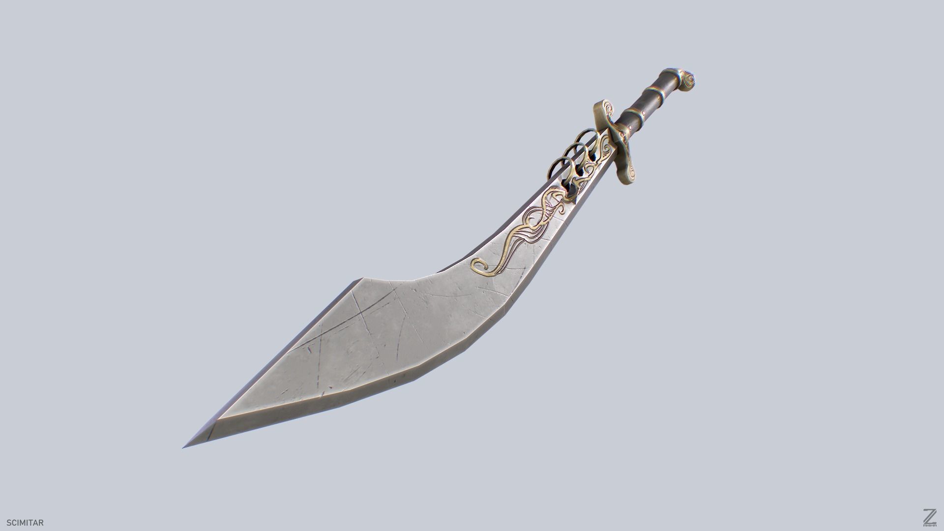 Scimitar Low-poly 3D model_8