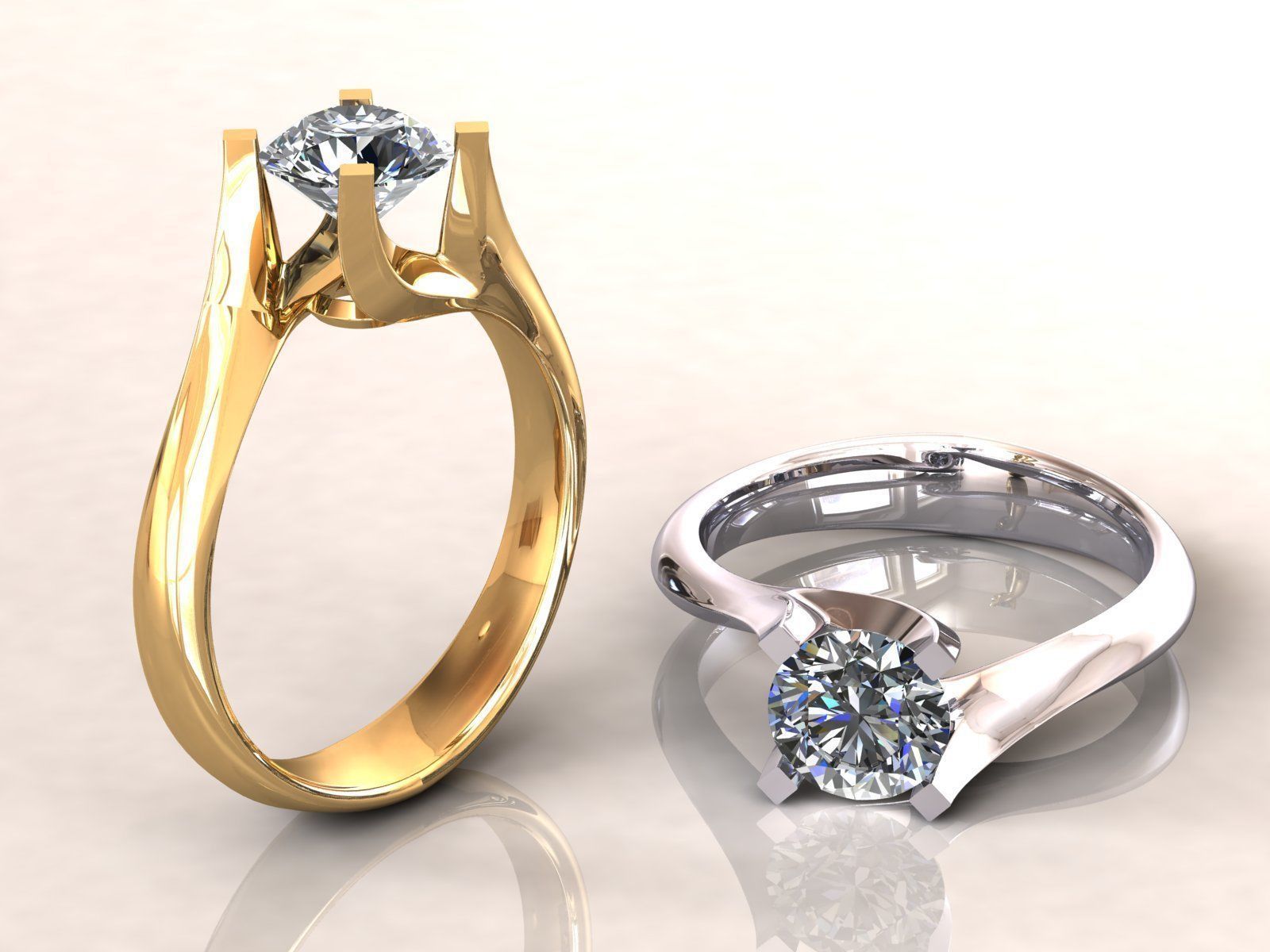 Valentine Solitaire Ring 1ct 3D print model_2