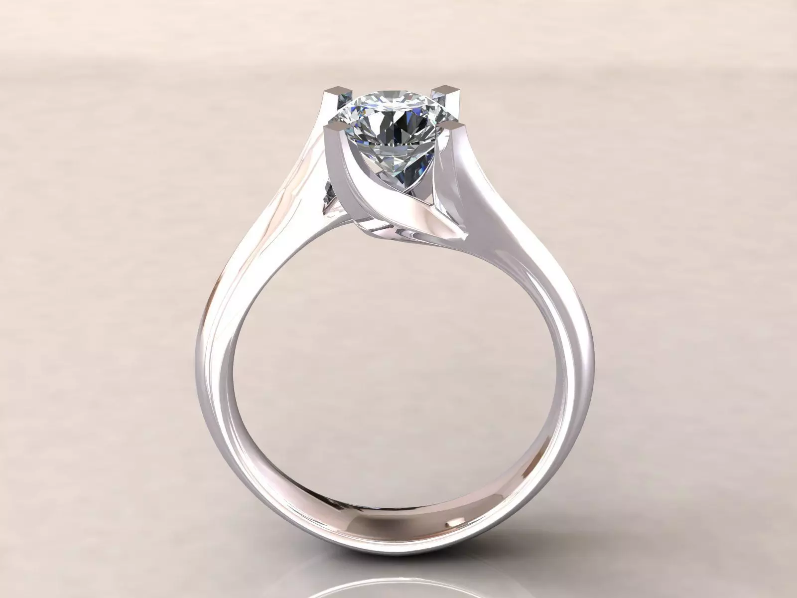 Valentine Solitaire Ring 1ct 3D print model_0