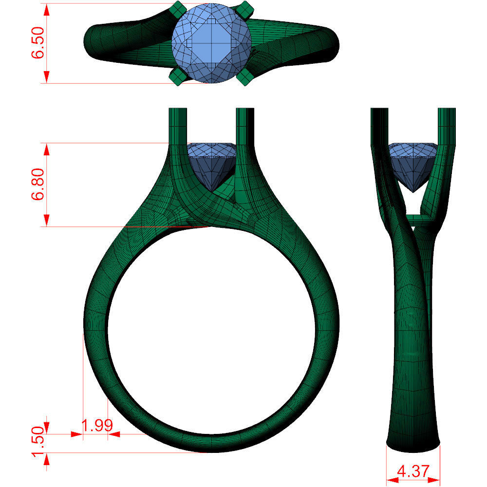 Valentine Solitaire Ring 1ct 3D print model_8